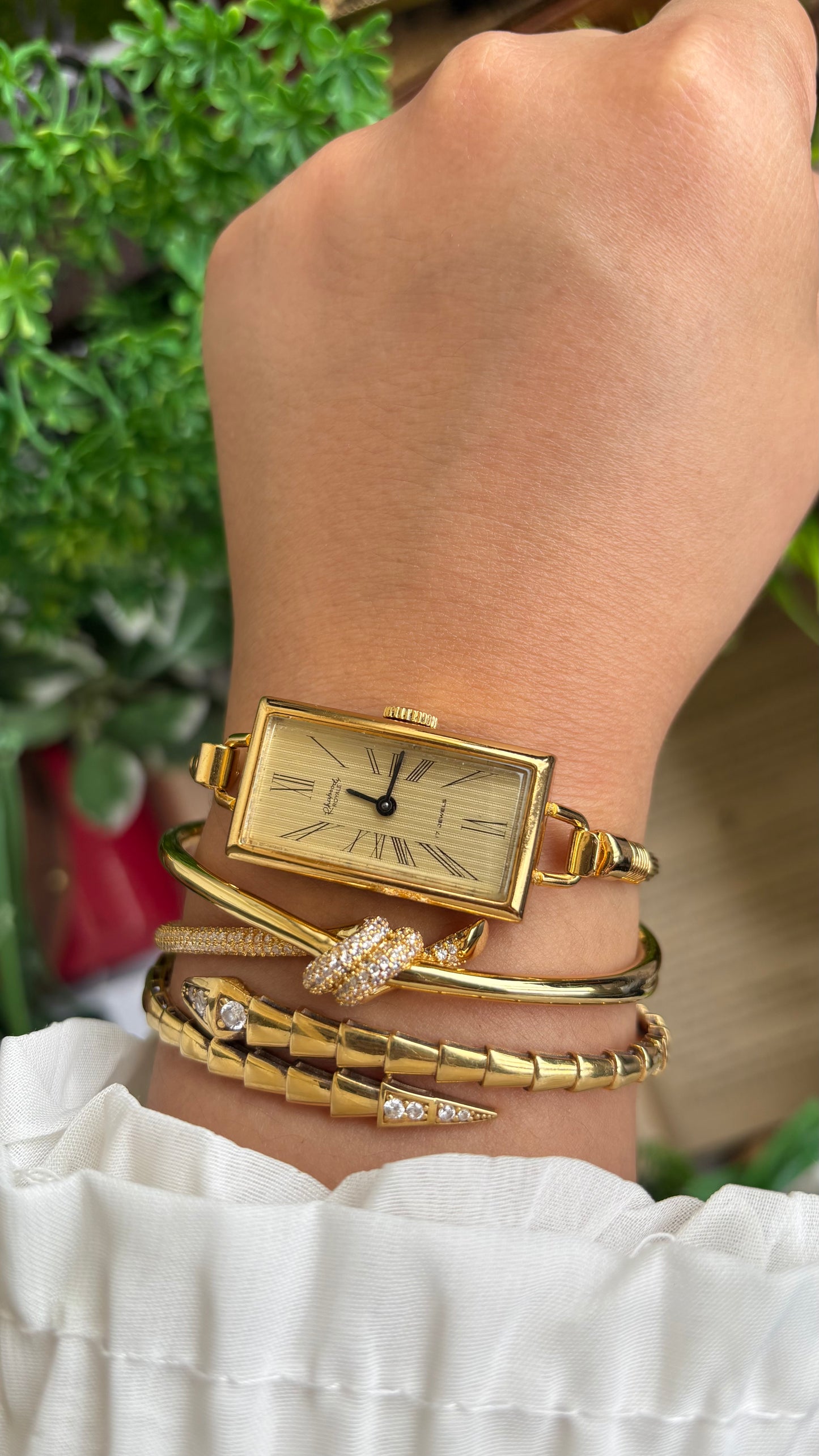 Vintage Rhapsody Royale Bangle Watch in Gold Tone