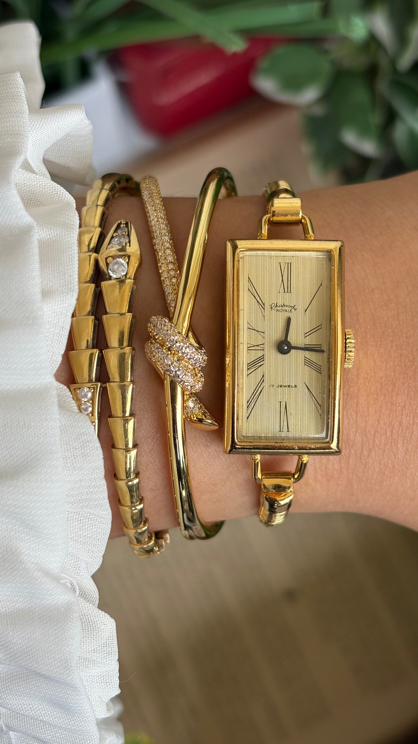 Vintage Rhapsody Royale Bangle Watch in Gold Tone