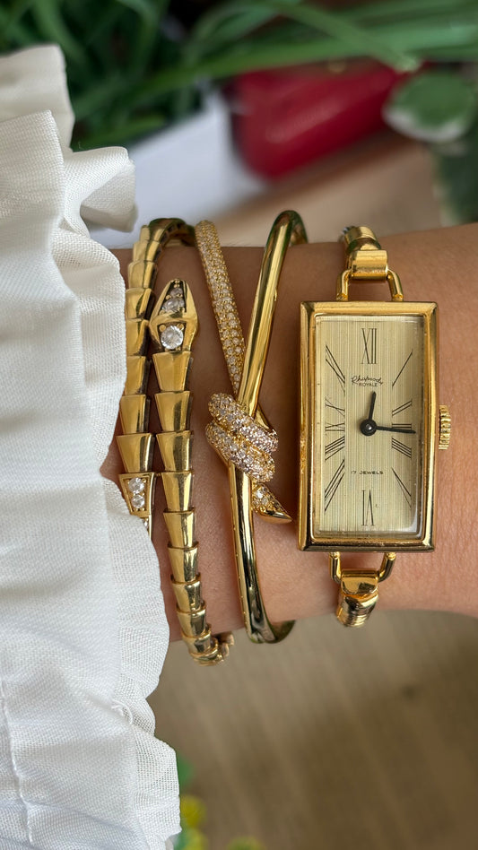 Vintage Rhapsody Royale Bangle Watch in Gold Tone