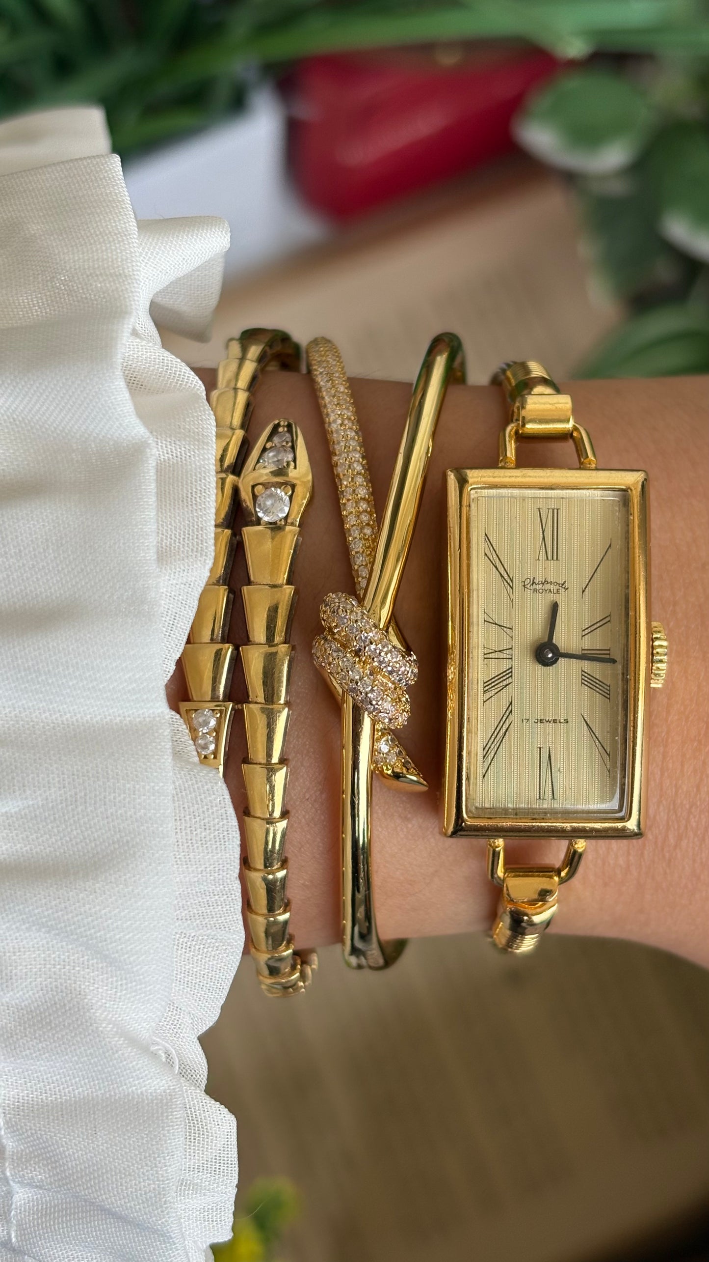 Vintage Rhapsody Royale Bangle Watch in Gold Tone