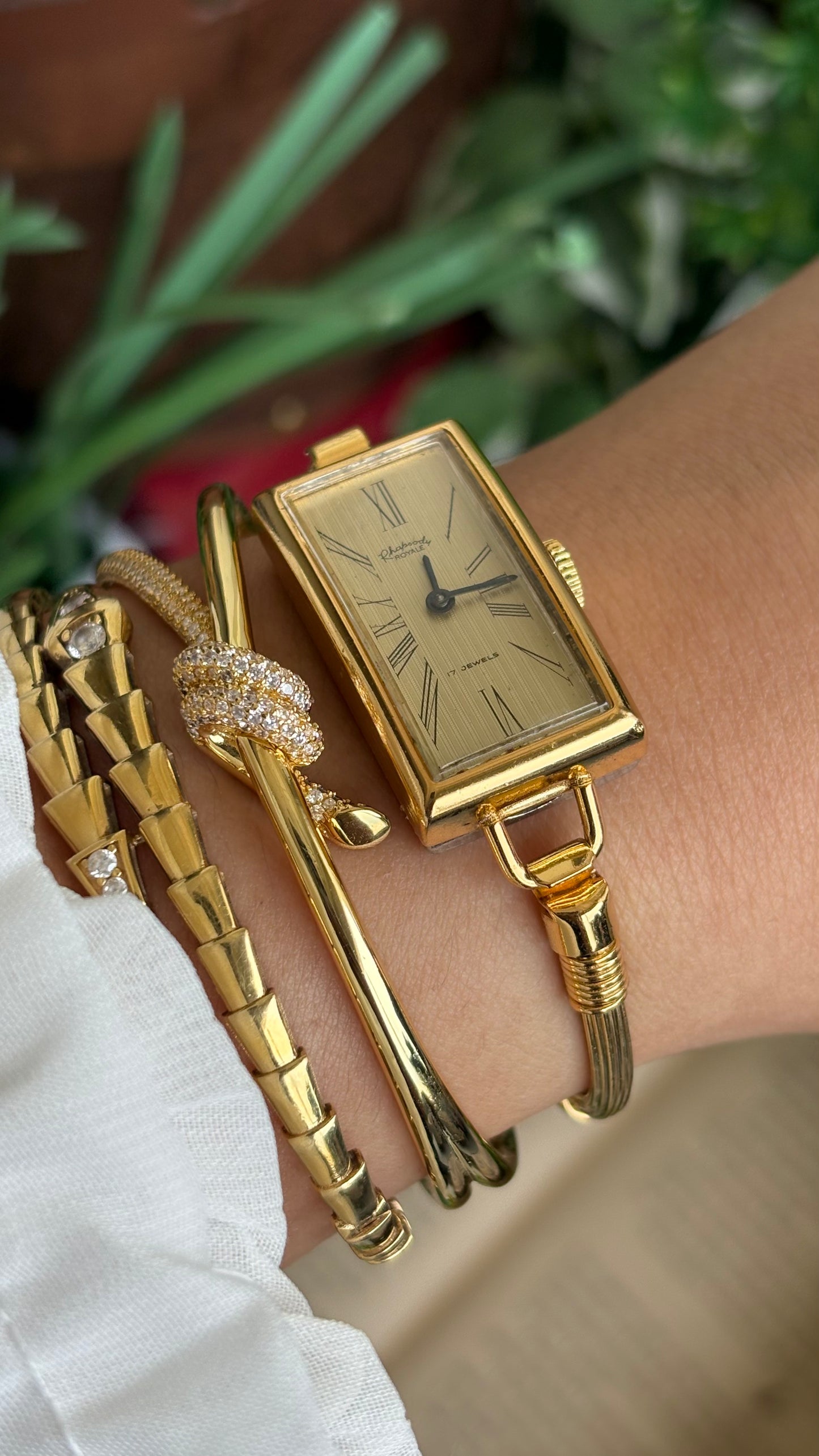 Vintage Rhapsody Royale Bangle Watch in Gold Tone