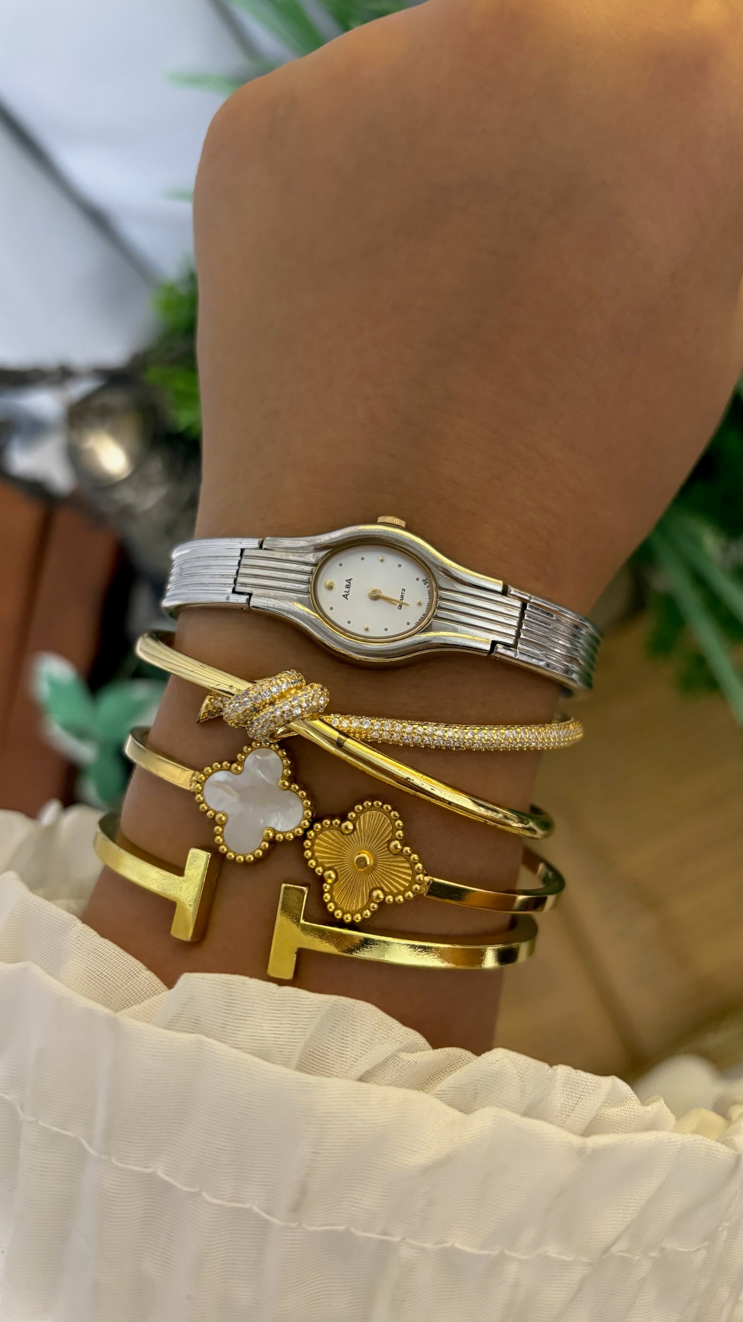 Rare Vintage Alba Bracelet Watch in Silver Tone Quartz