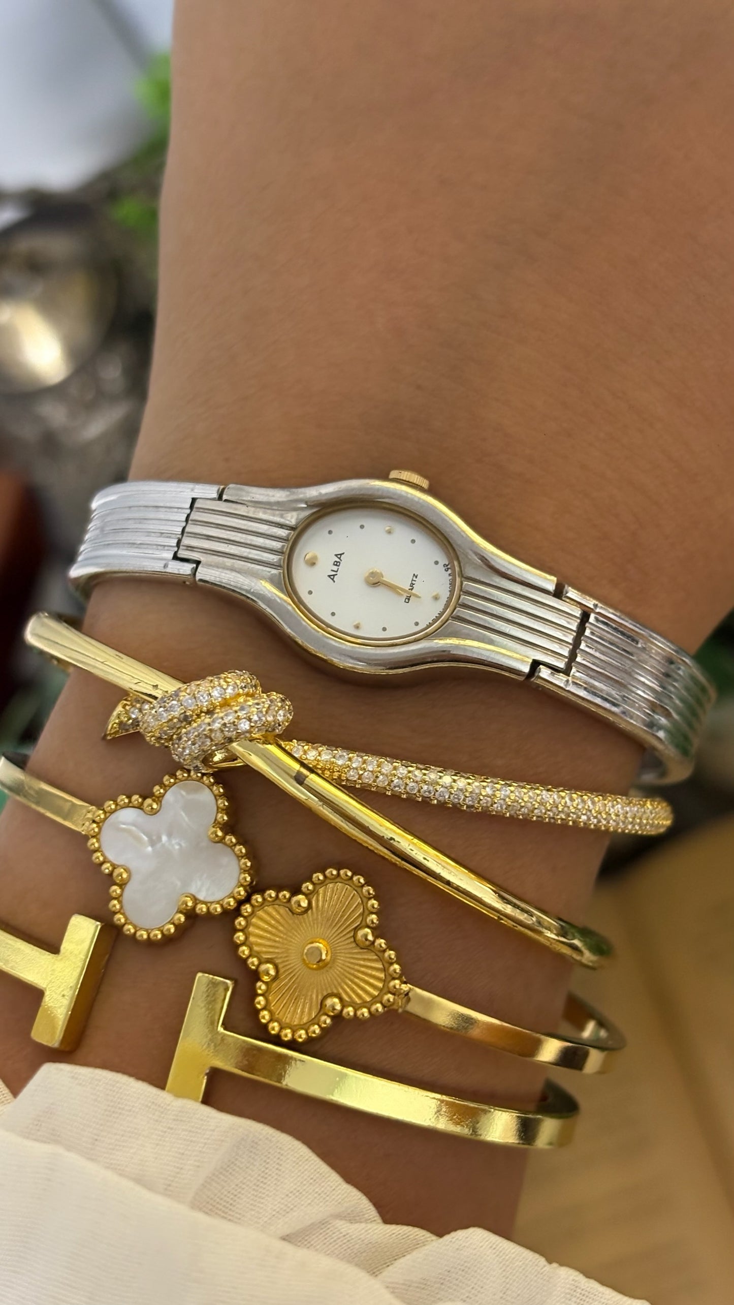 Rare Vintage Alba Bracelet Watch in Silver Tone Quartz