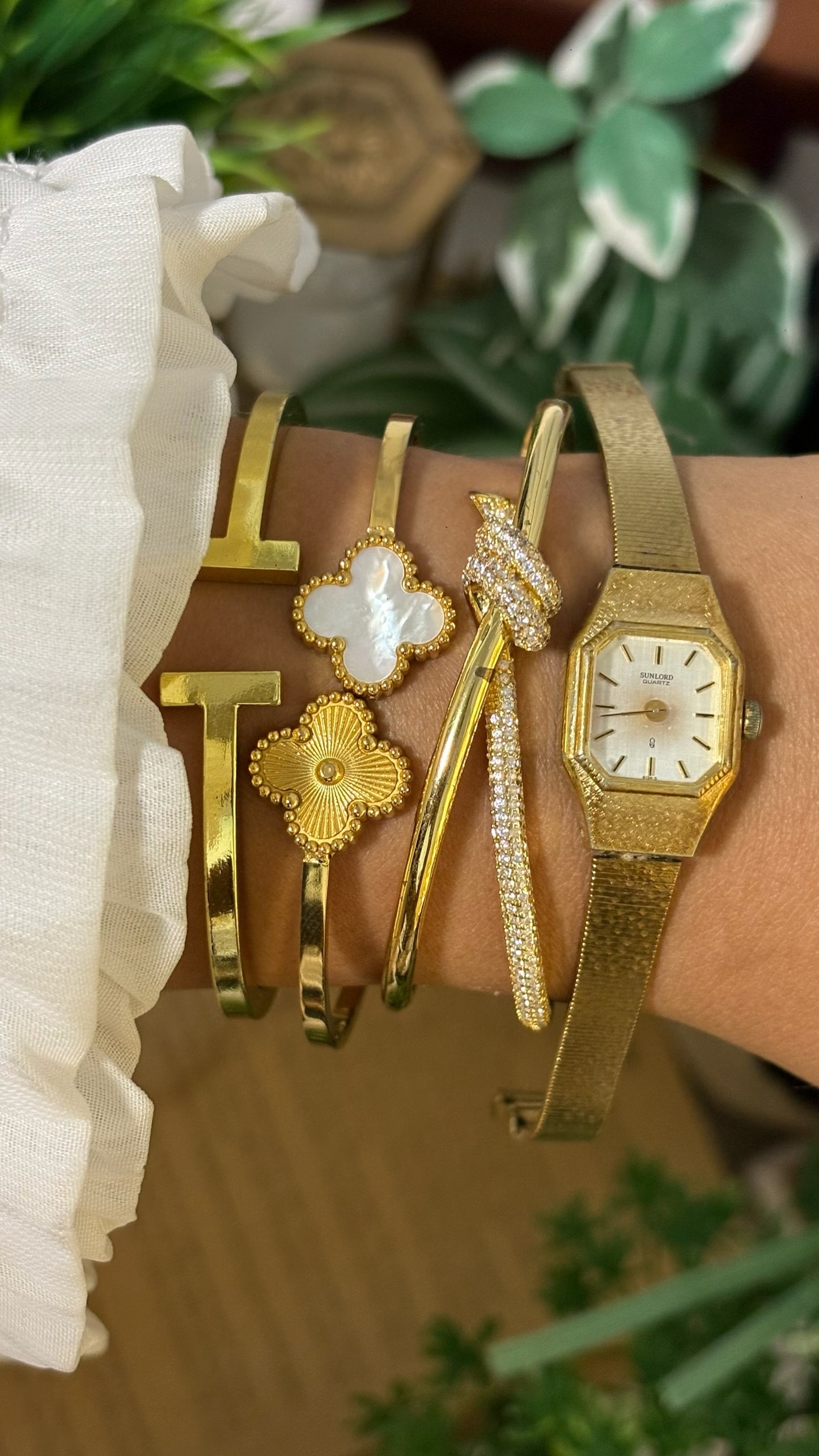 Dainty Vintage Sunlord Mini Tank Watch in Gold Tone Quartz