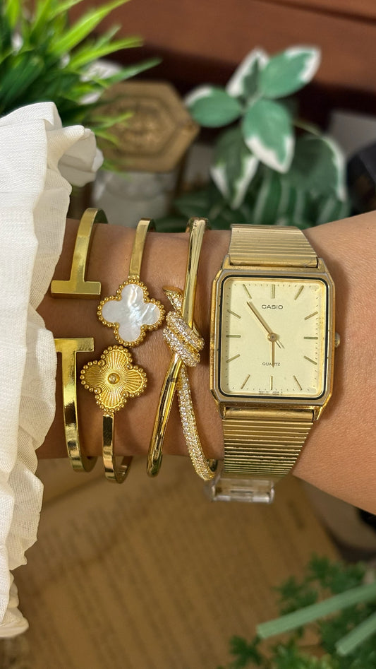 Vintage Casio Tank Watch in Gold Tone Quartz