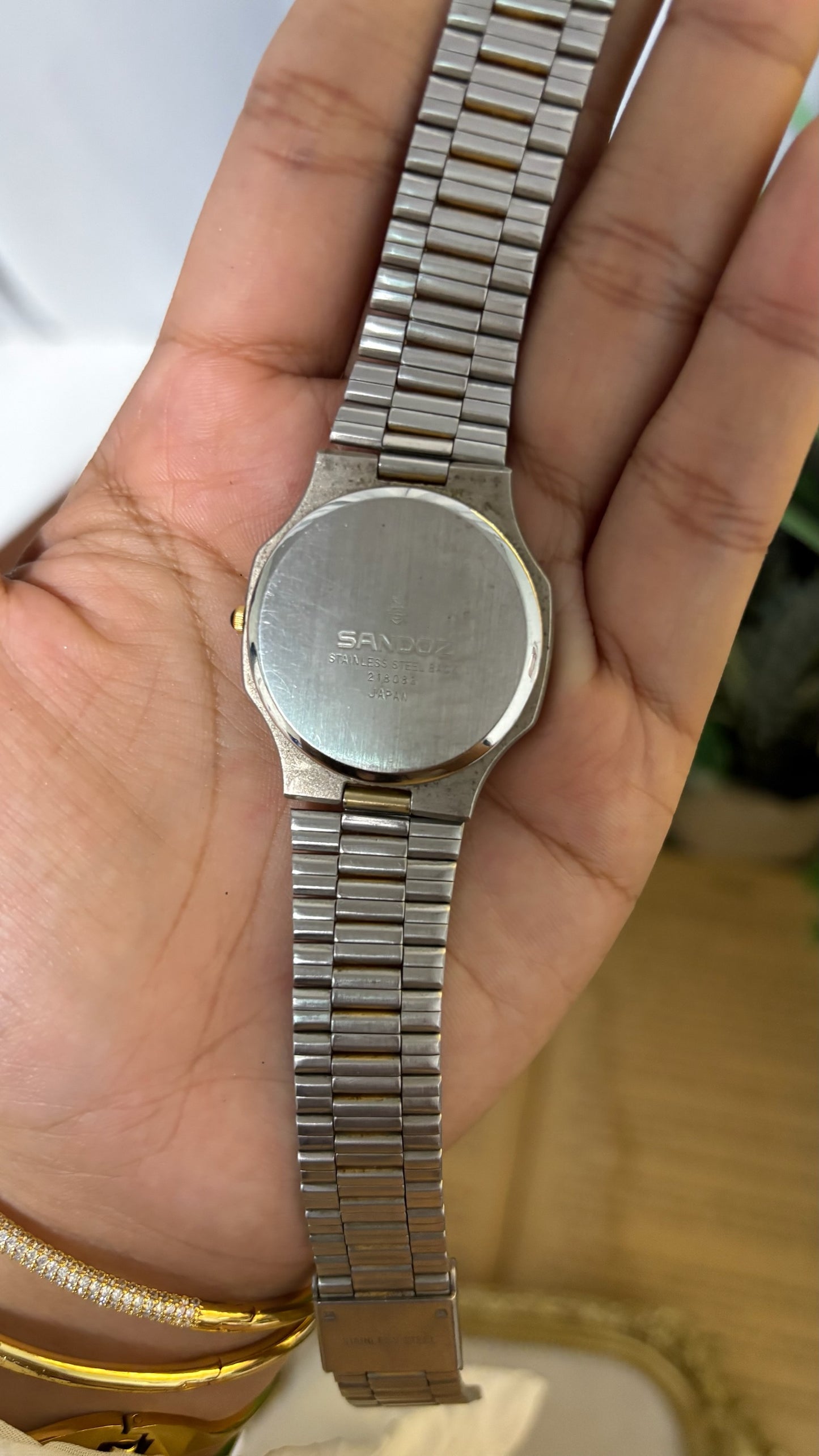 Vintage Sandoz Swiss Gray Dial Dress Watch in Two-Tone Quartz