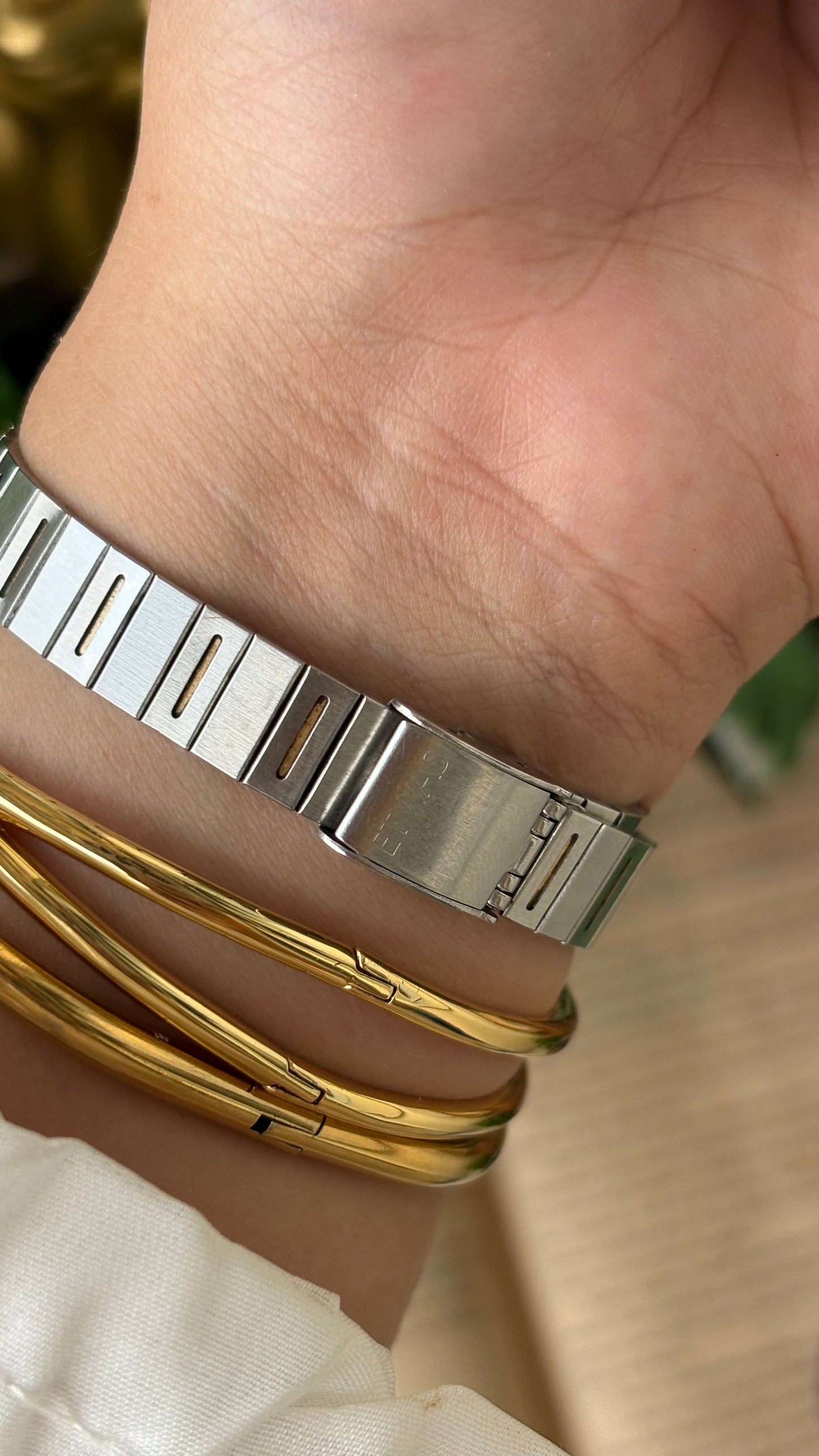 Vintage ETWAS Minimalist Watch in Two-Tone Gold and Palladium Plating Japan Quartz