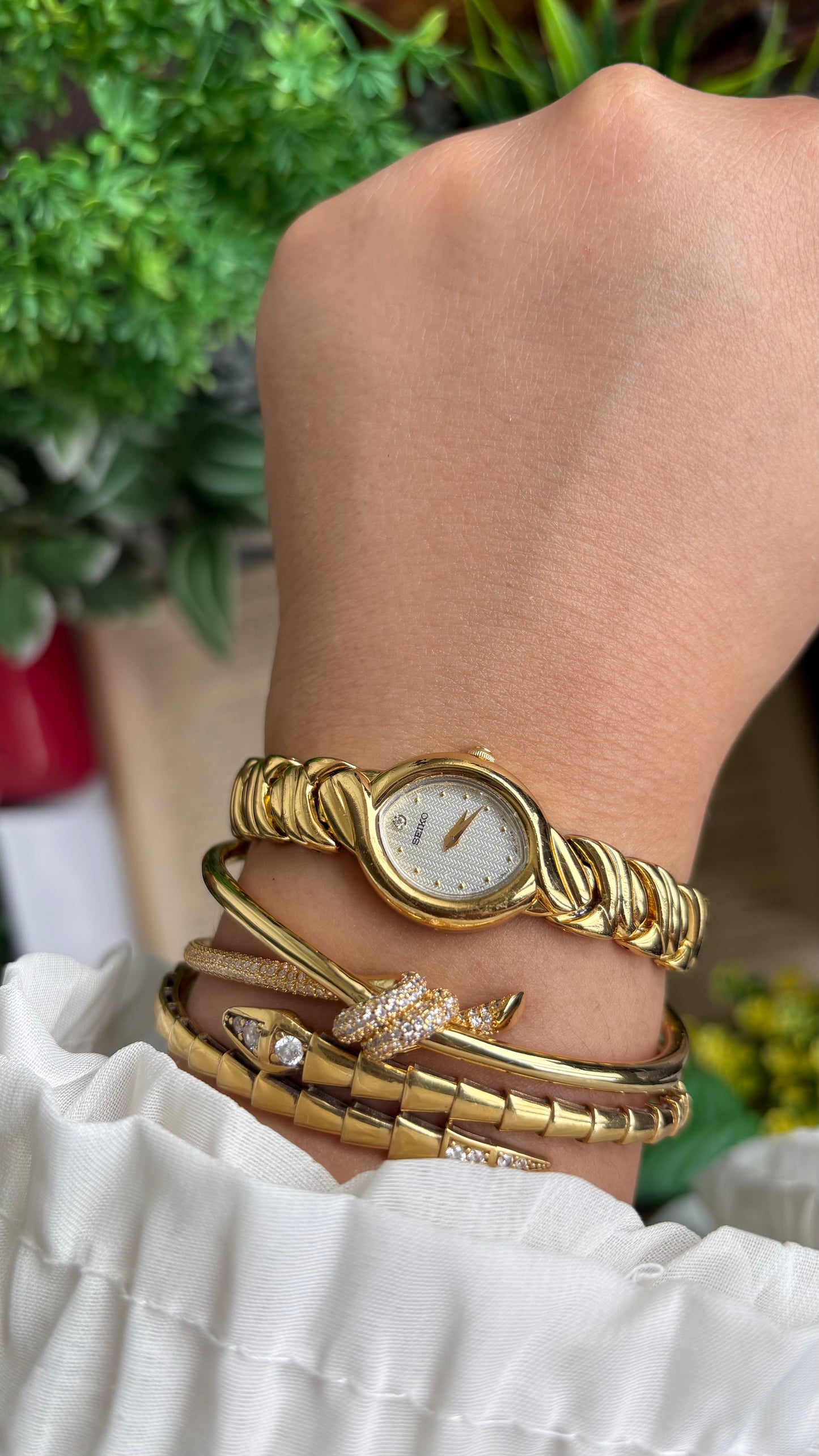 Vintage Seiko Watch in Gold Tone Almond Dial