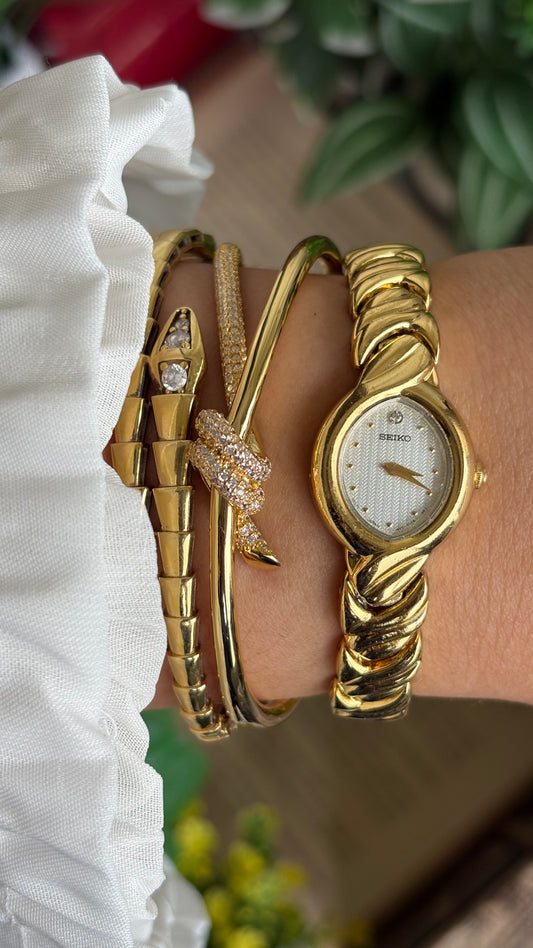 Vintage Seiko Watch in Gold Tone Almond Dial