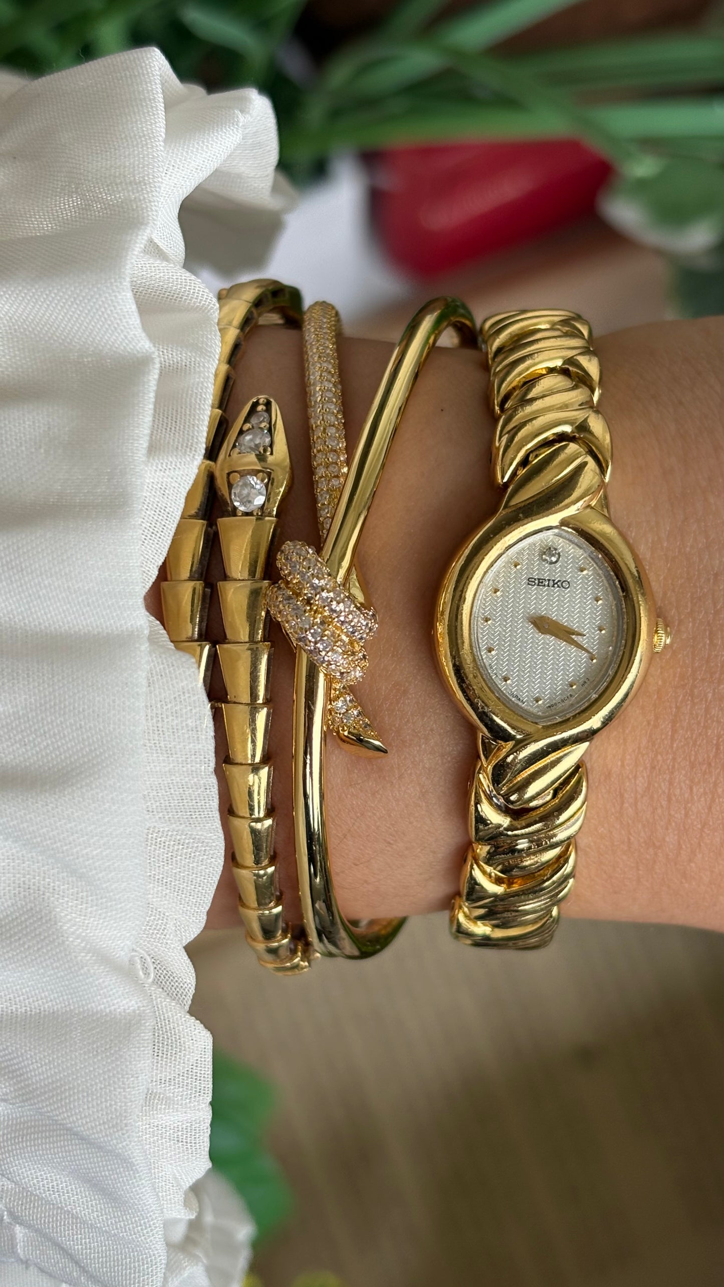 Vintage Seiko Watch in Gold Tone Almond Dial