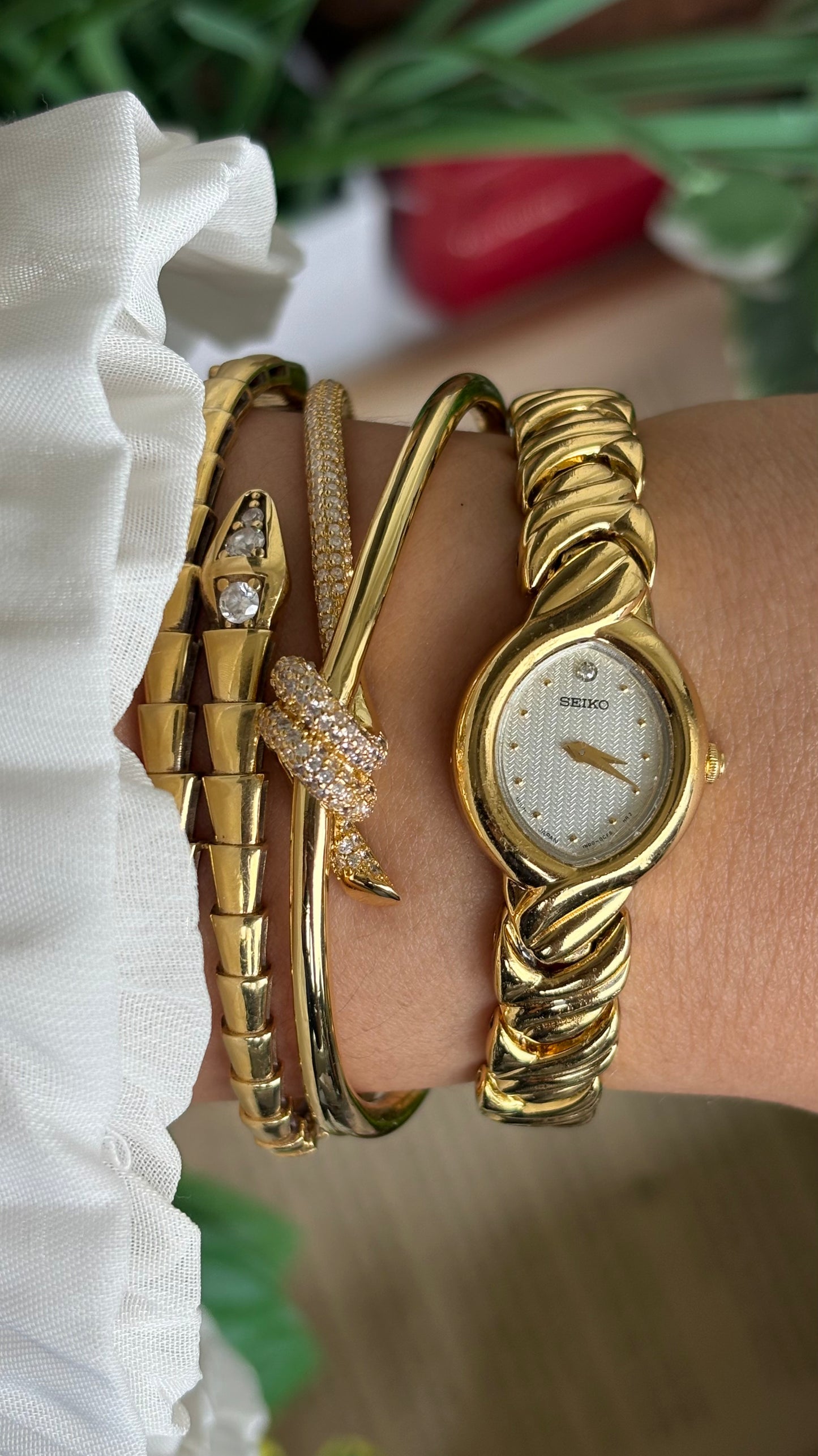 Vintage Seiko Watch in Gold Tone Almond Dial