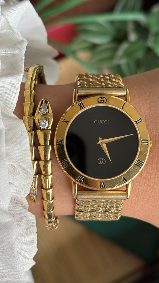 Vintage Gucci Dress Watch in Gold Tone with Original Gucci Box