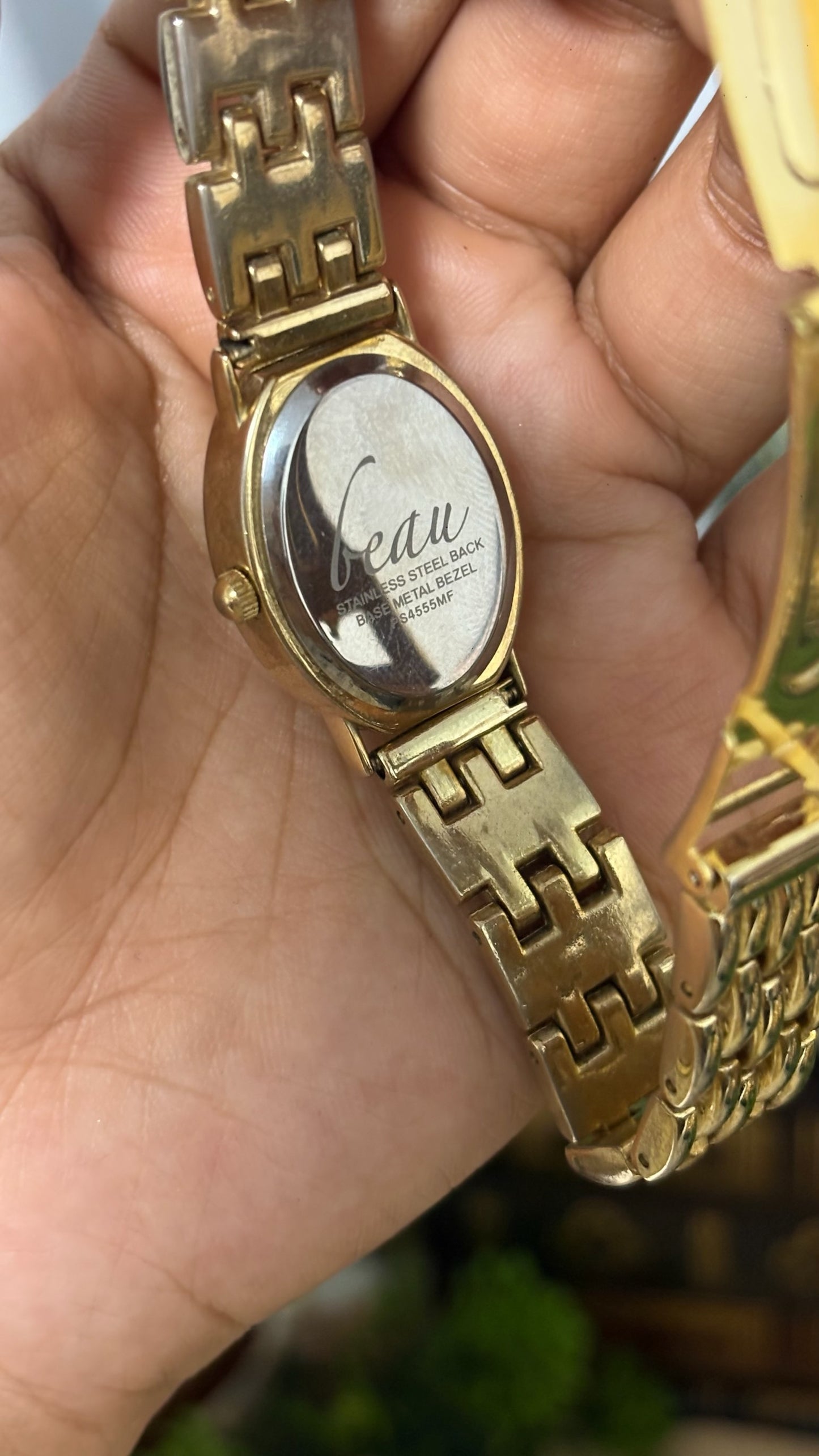 Vintage Beau Oval Crystal Bezel Dress Watch in Gold Tone Quartz
