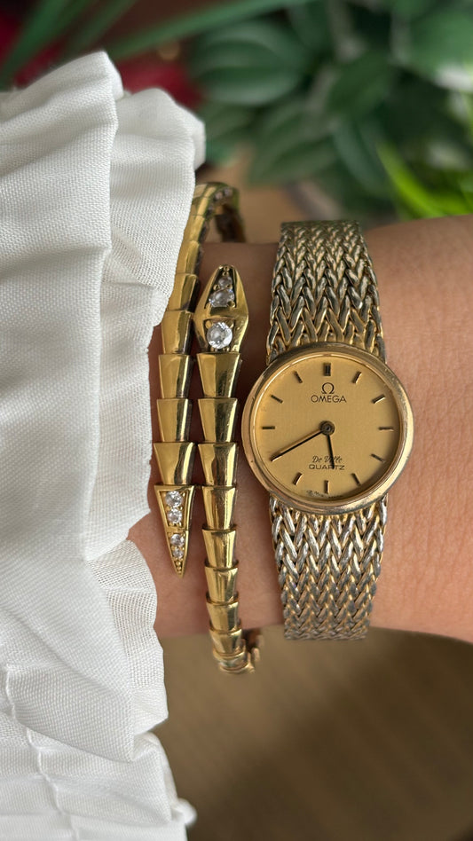 Vintage Omega De Ville Women’s Dress Watch in Gold Tone(Self-Adjust) with Omega Box