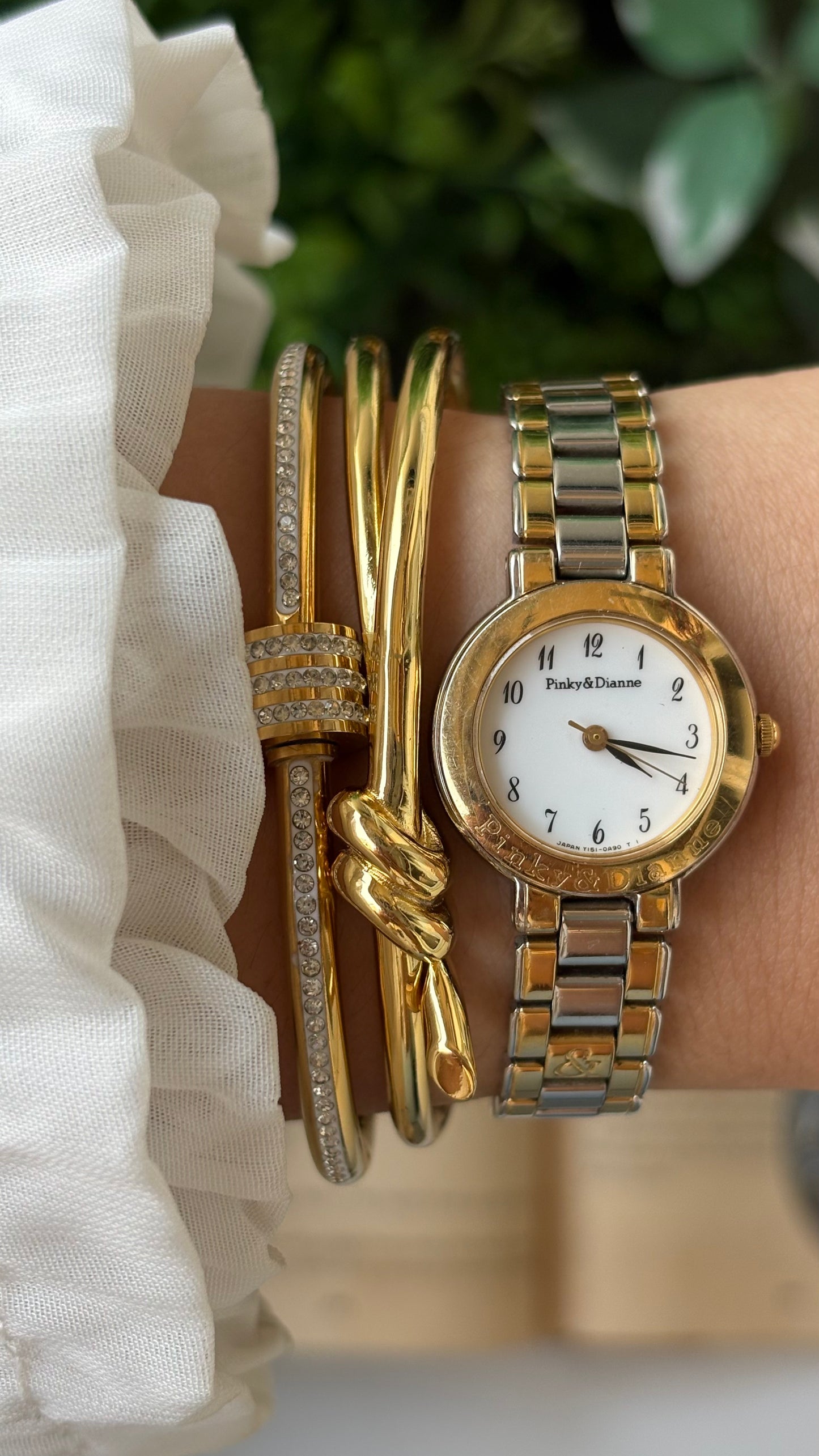 Vintage Pinky & Dianne Elegant Minimalist Watch in Two-Tone Japan Quartz Marie Claire Inspired
