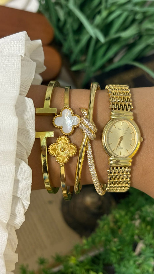 Vintage Citizen Exceed Oval Dress Watch with Intricate Ladder Link Bracelet in Gold Tone Quartz
