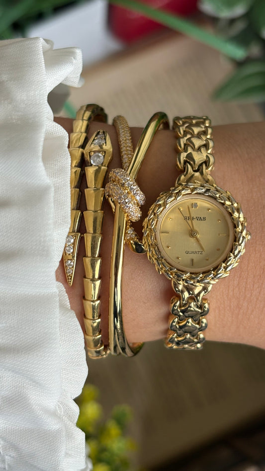 Vintage SHI-VAS Greek Goddess Crown Watch in Gold Tone