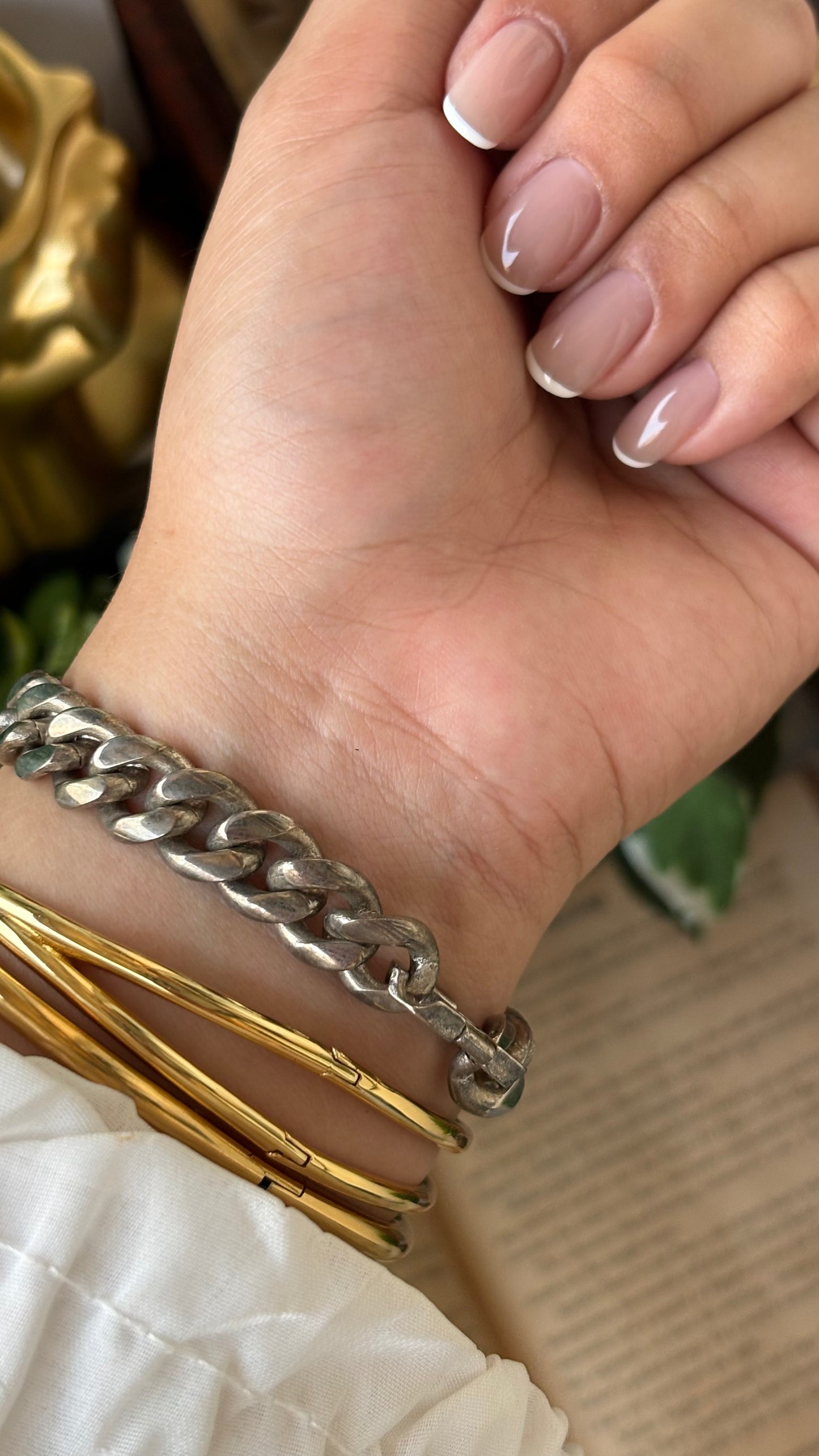 Vintage Arenix Rhinestone Bezel Chain Bracelet Watch in Silver Tone