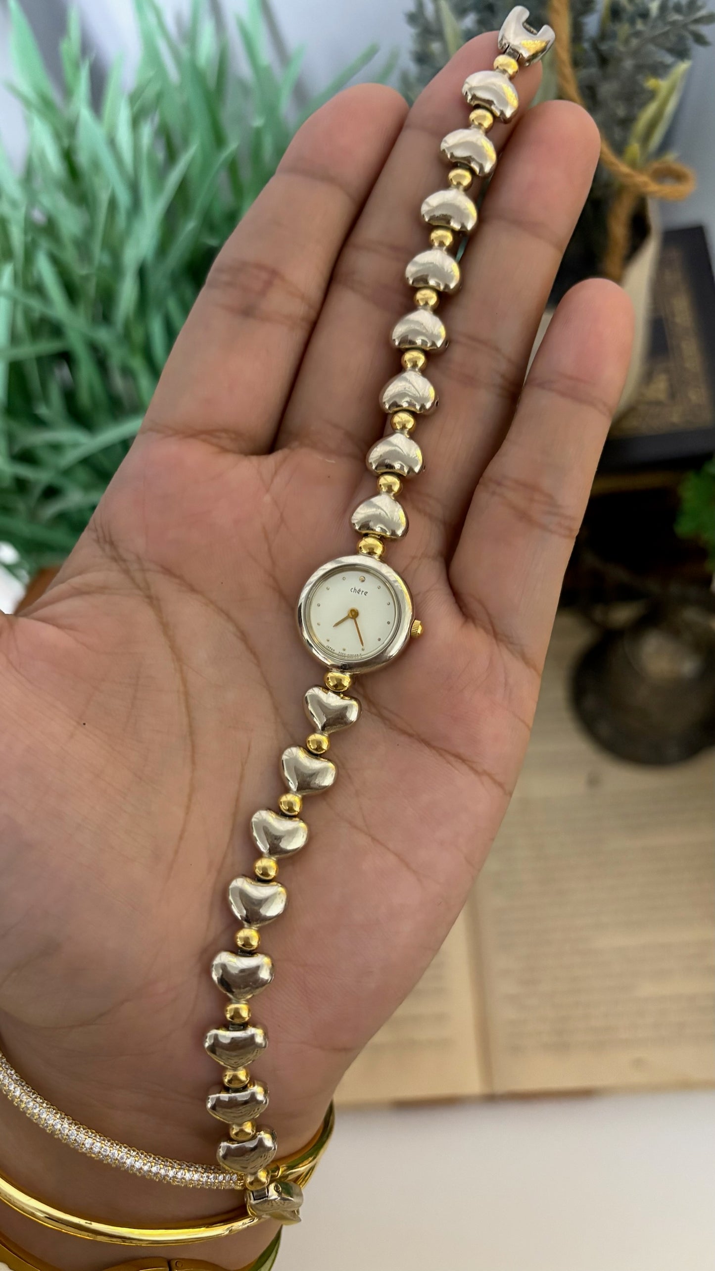Vintage Citizen Chère Round Watch with Heart Link Bracelet in Two-Tone Quartz
