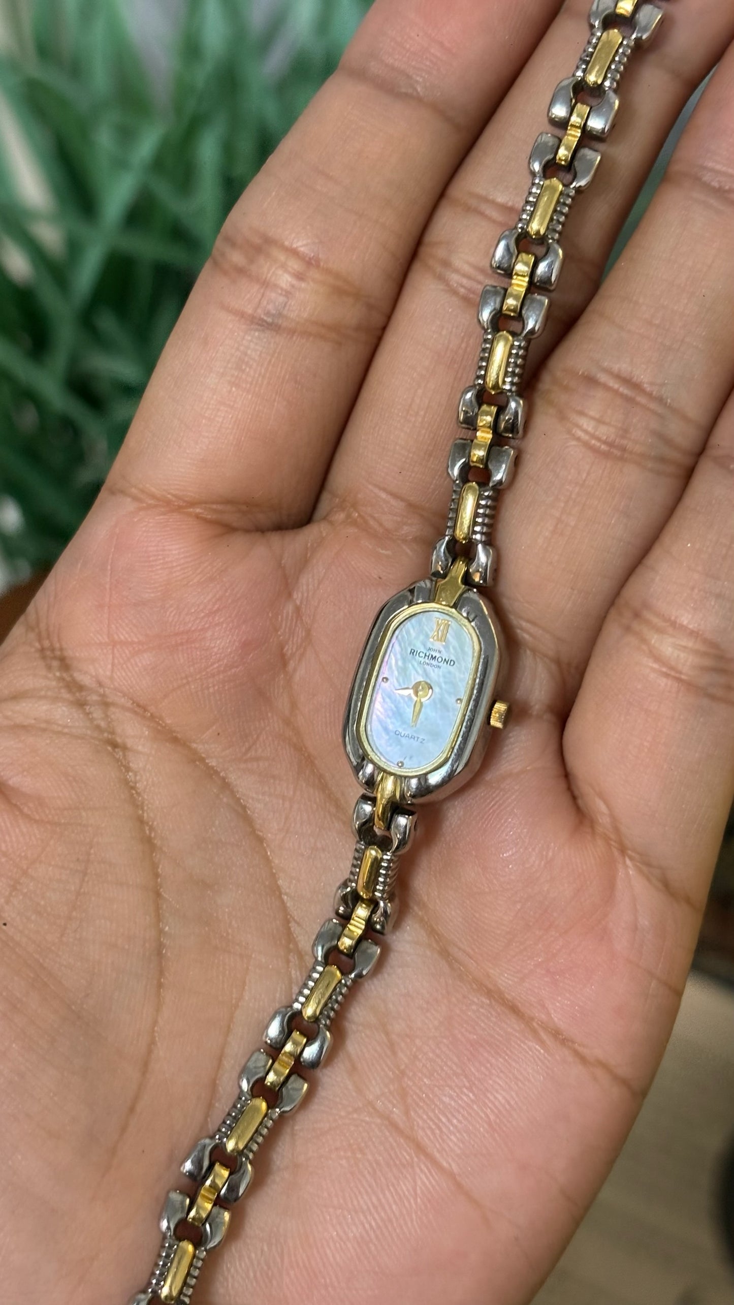 Vintage John Richmond Oval Watch with Two-Tone Link Bracelet