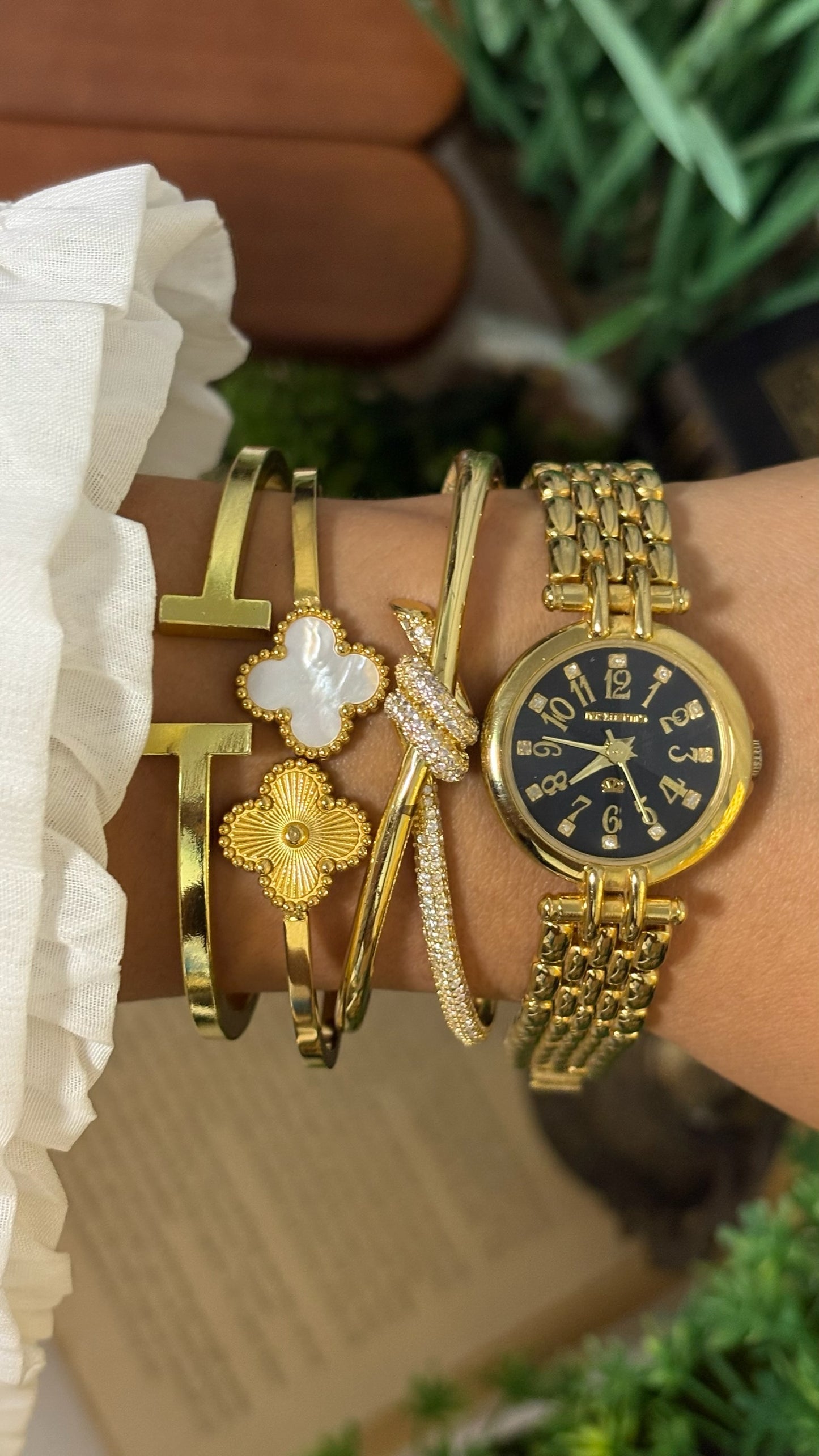 Vintage Pierra Valentino Black Dial Watch with Multi-Link Bracelet in Gold Tone Quartz
