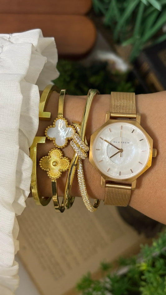 Vintage Klasse14 Volare Octagonal Watch with Mesh Strap in Gold Tone Quartz