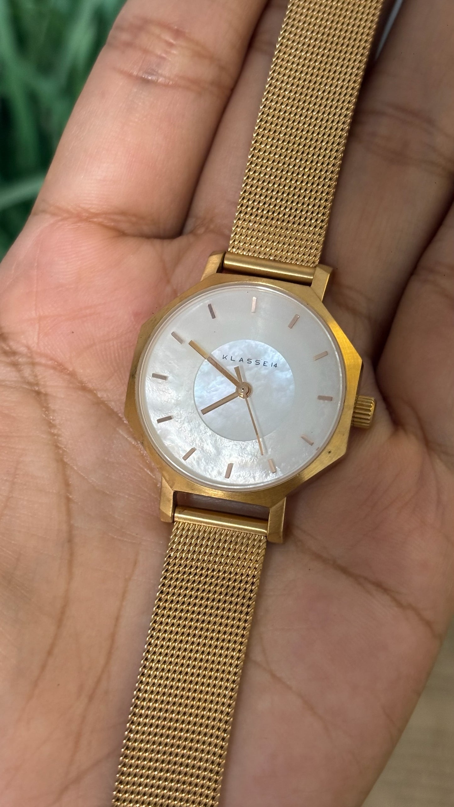 Vintage Klasse14 Volare Octagonal Watch with Mesh Strap in Gold Tone Quartz