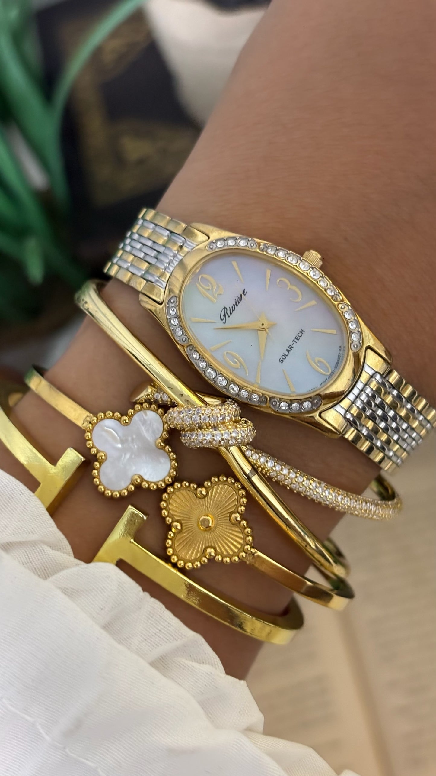 Vintage Citizen Riviere Oval Watch with Two-Tone Multi-Link Bracelet