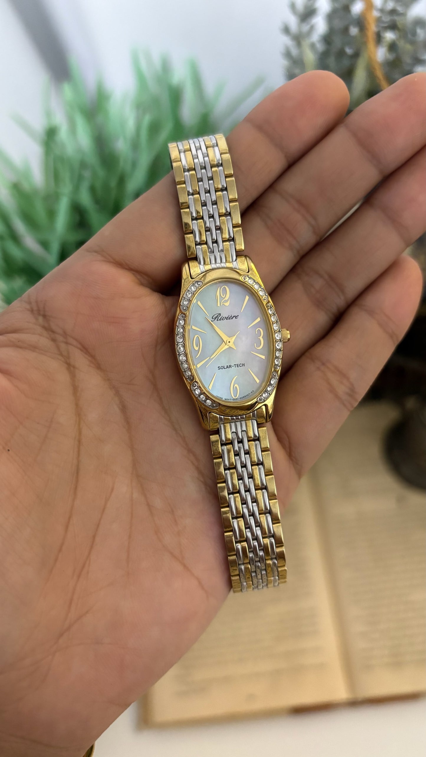 Vintage Citizen Riviere Oval Watch with Two-Tone Multi-Link Bracelet
