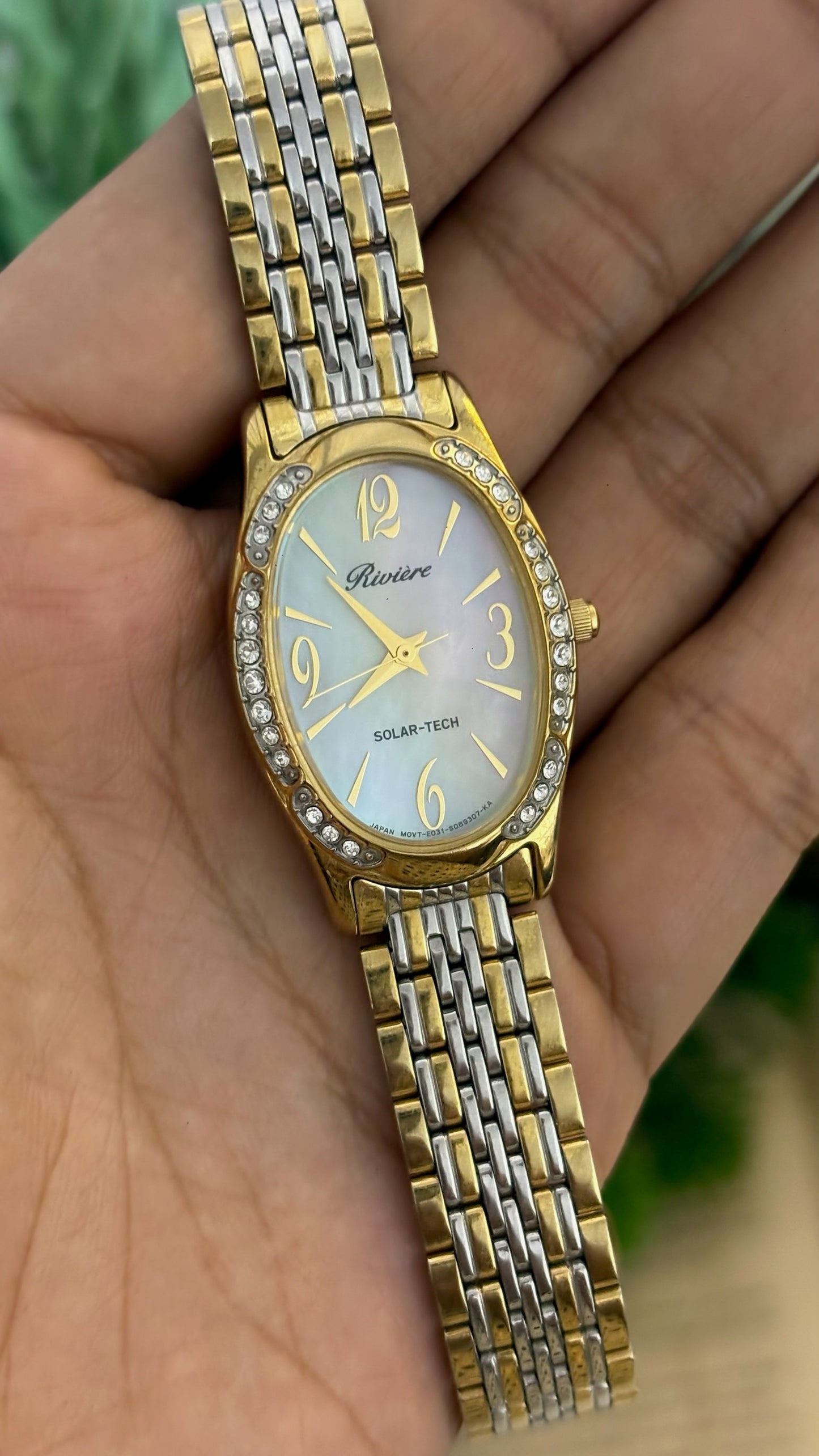 Vintage Citizen Riviere Oval Watch with Two-Tone Multi-Link Bracelet