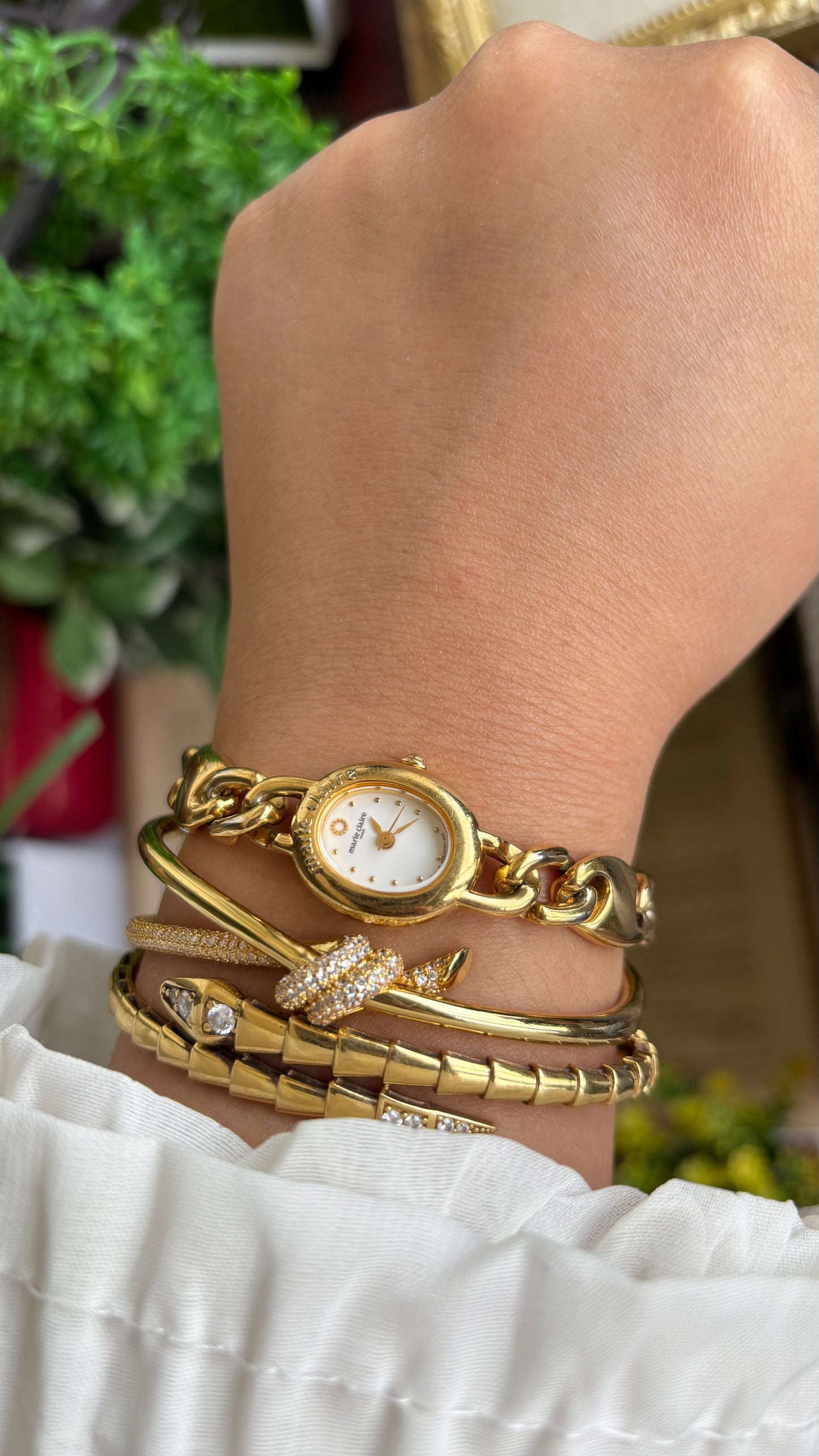 Vintage Marie Claire Paris Watch in Gold Tone Oval Dial