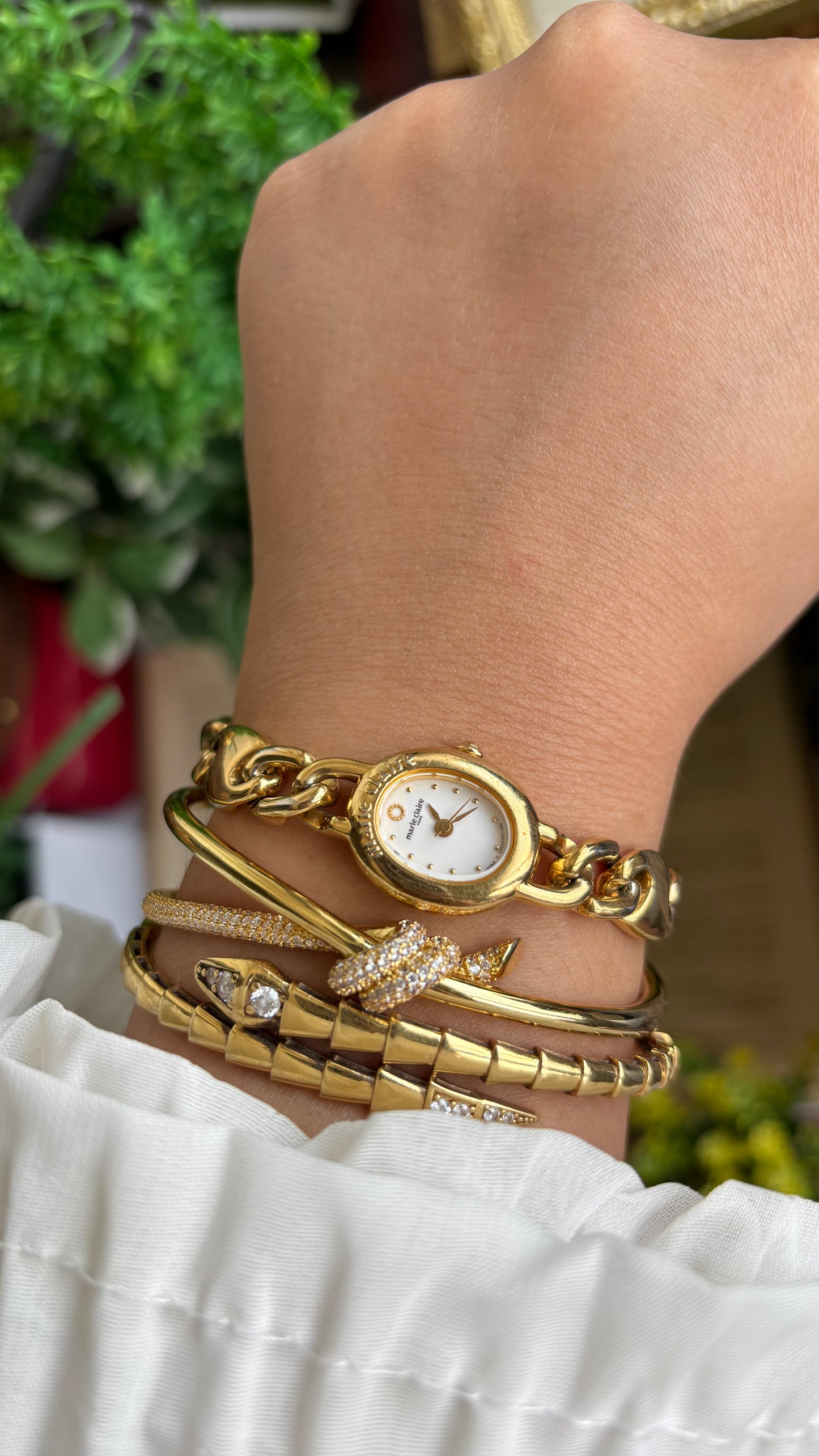 Vintage Marie Claire Paris Watch in Gold Tone Oval Dial