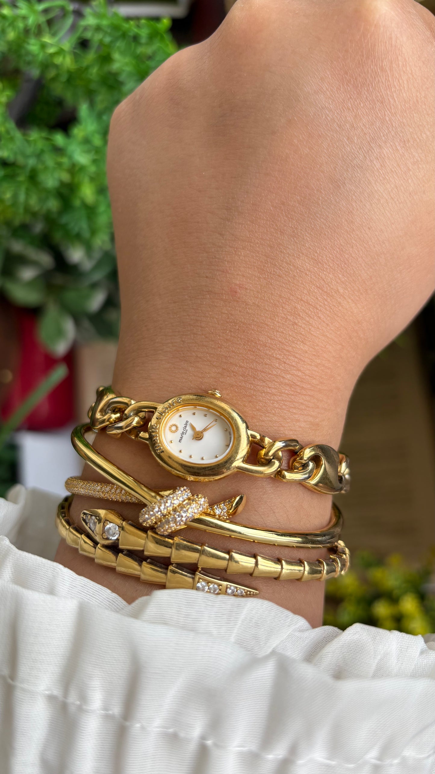 Vintage Marie Claire Paris Watch in Gold Tone Oval Dial