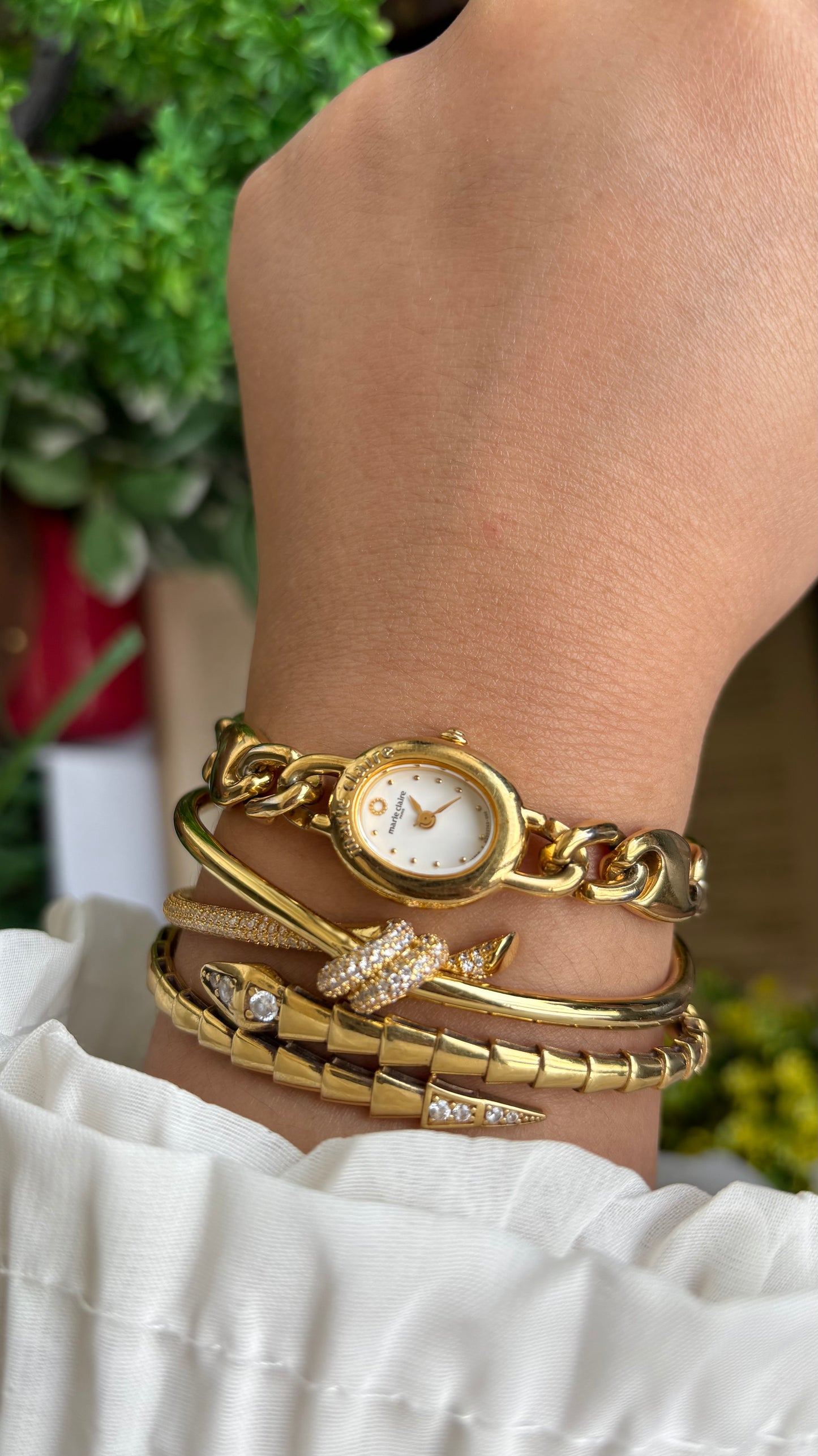 Vintage Marie Claire Paris Watch in Gold Tone Oval Dial