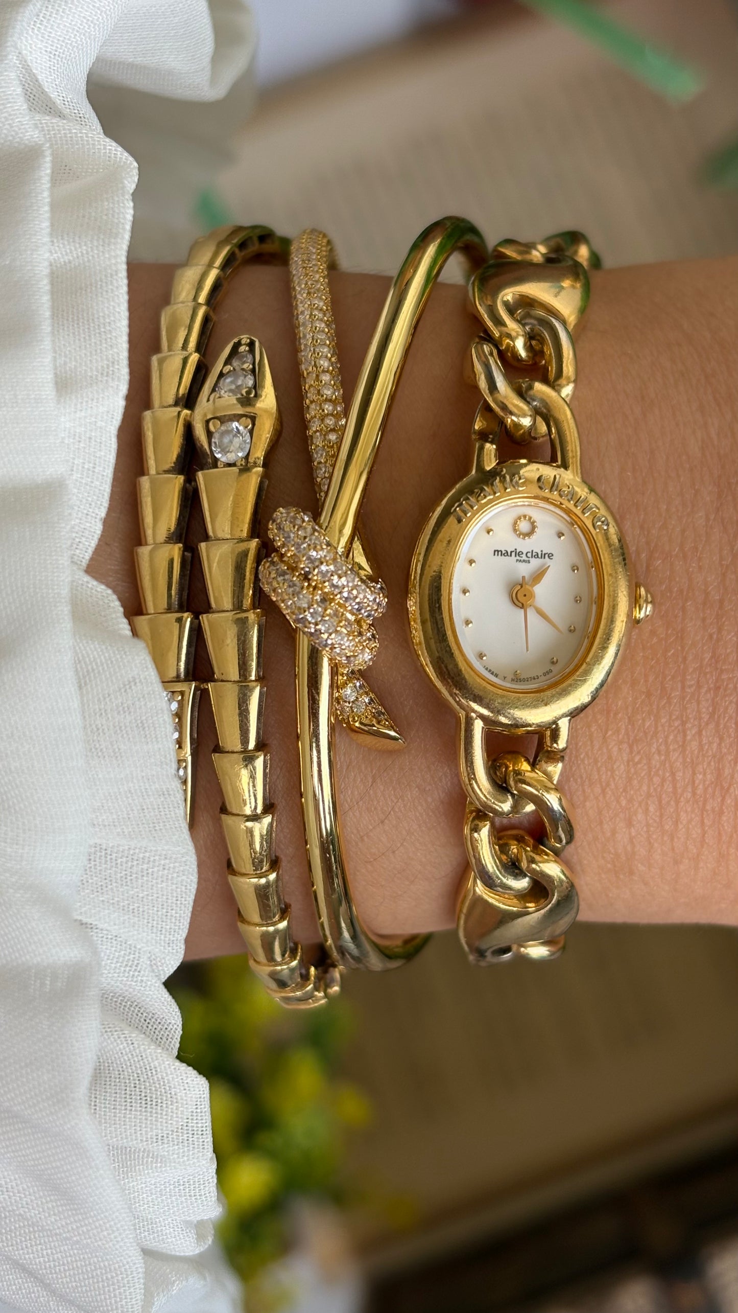Vintage Marie Claire Paris Watch in Gold Tone Oval Dial