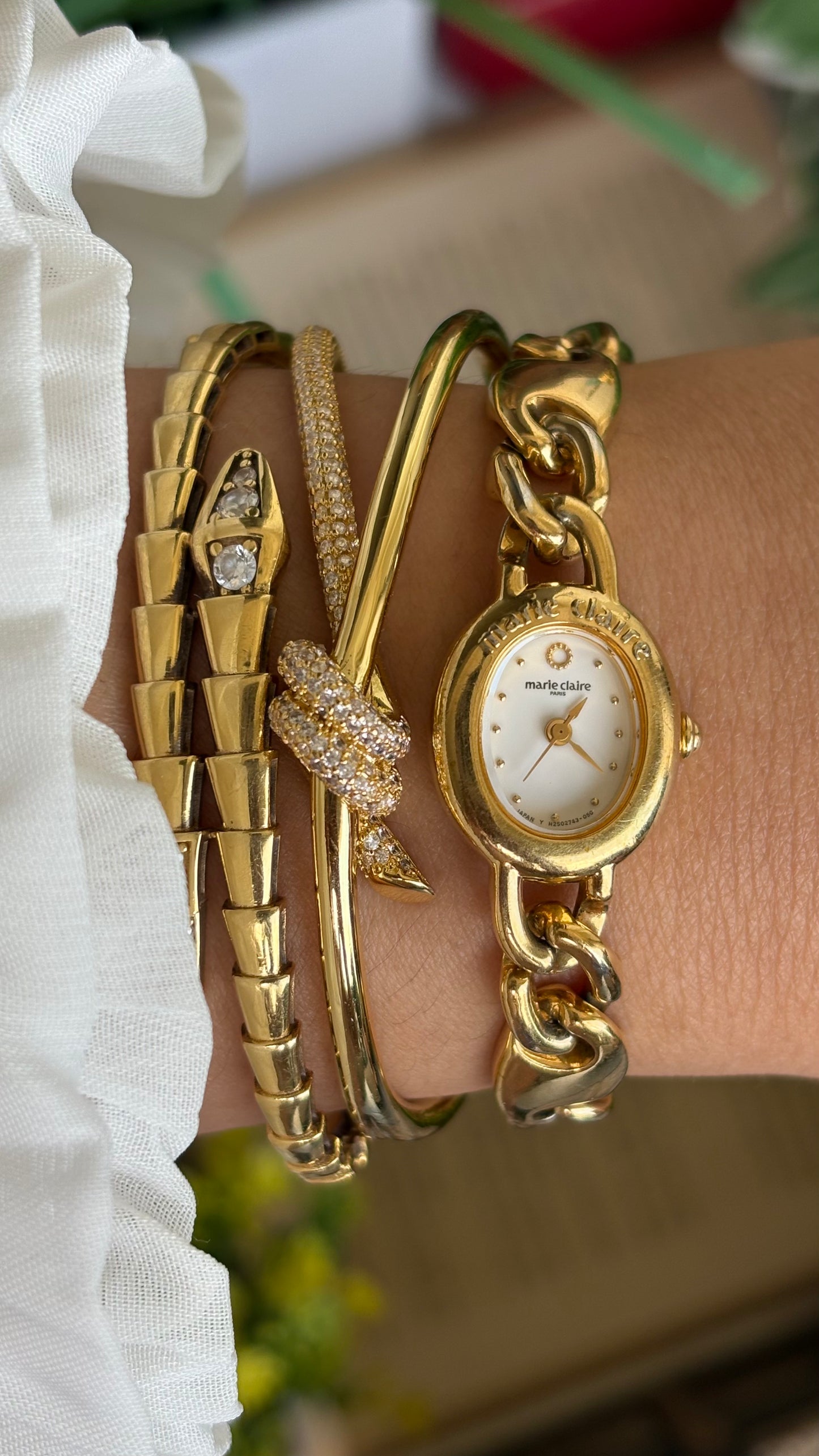 Vintage Marie Claire Paris Watch in Gold Tone Oval Dial