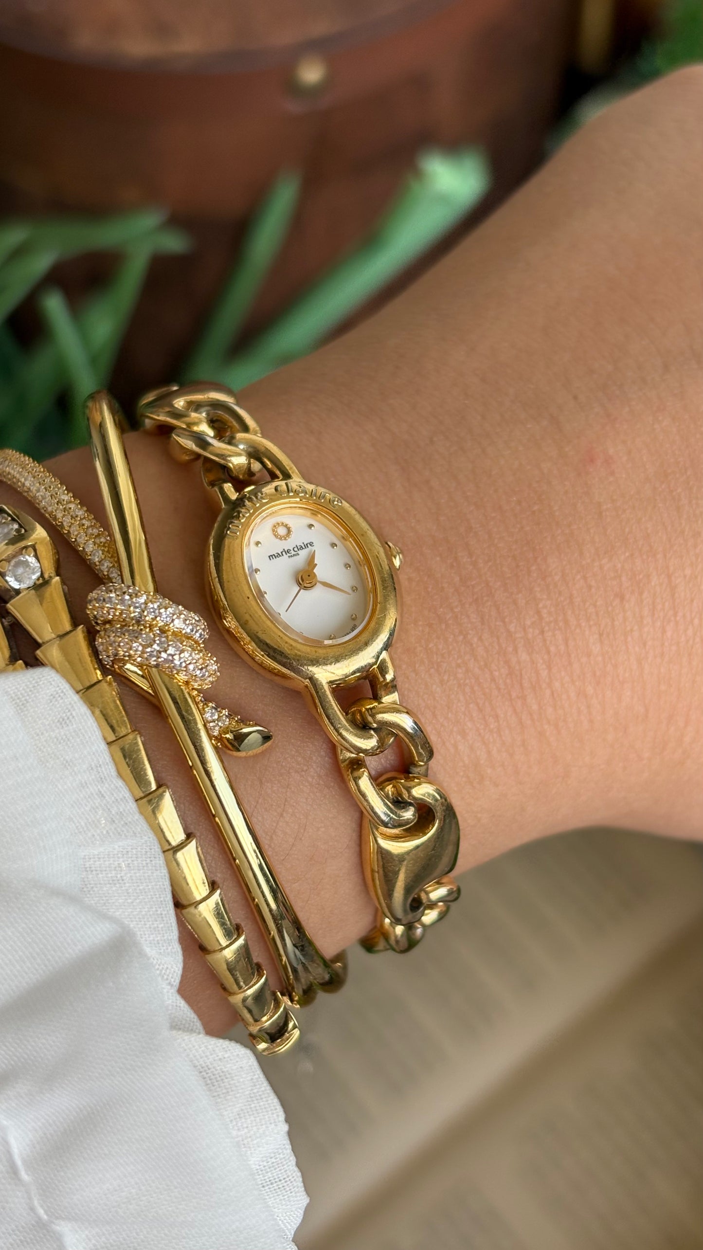 Vintage Marie Claire Paris Watch in Gold Tone Oval Dial