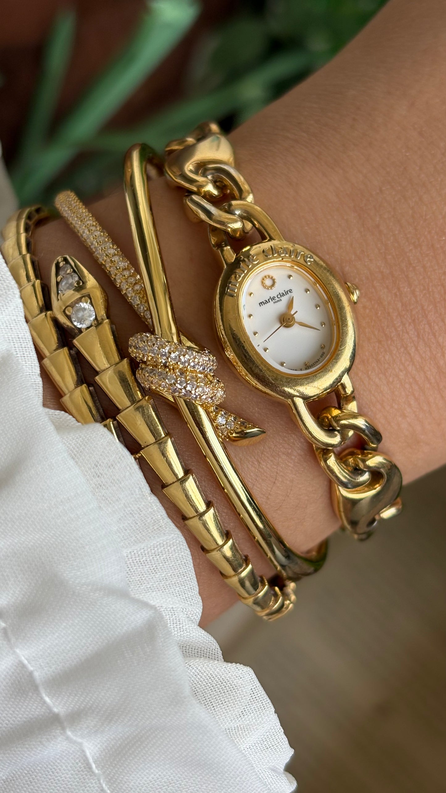 Vintage Marie Claire Paris Watch in Gold Tone Oval Dial