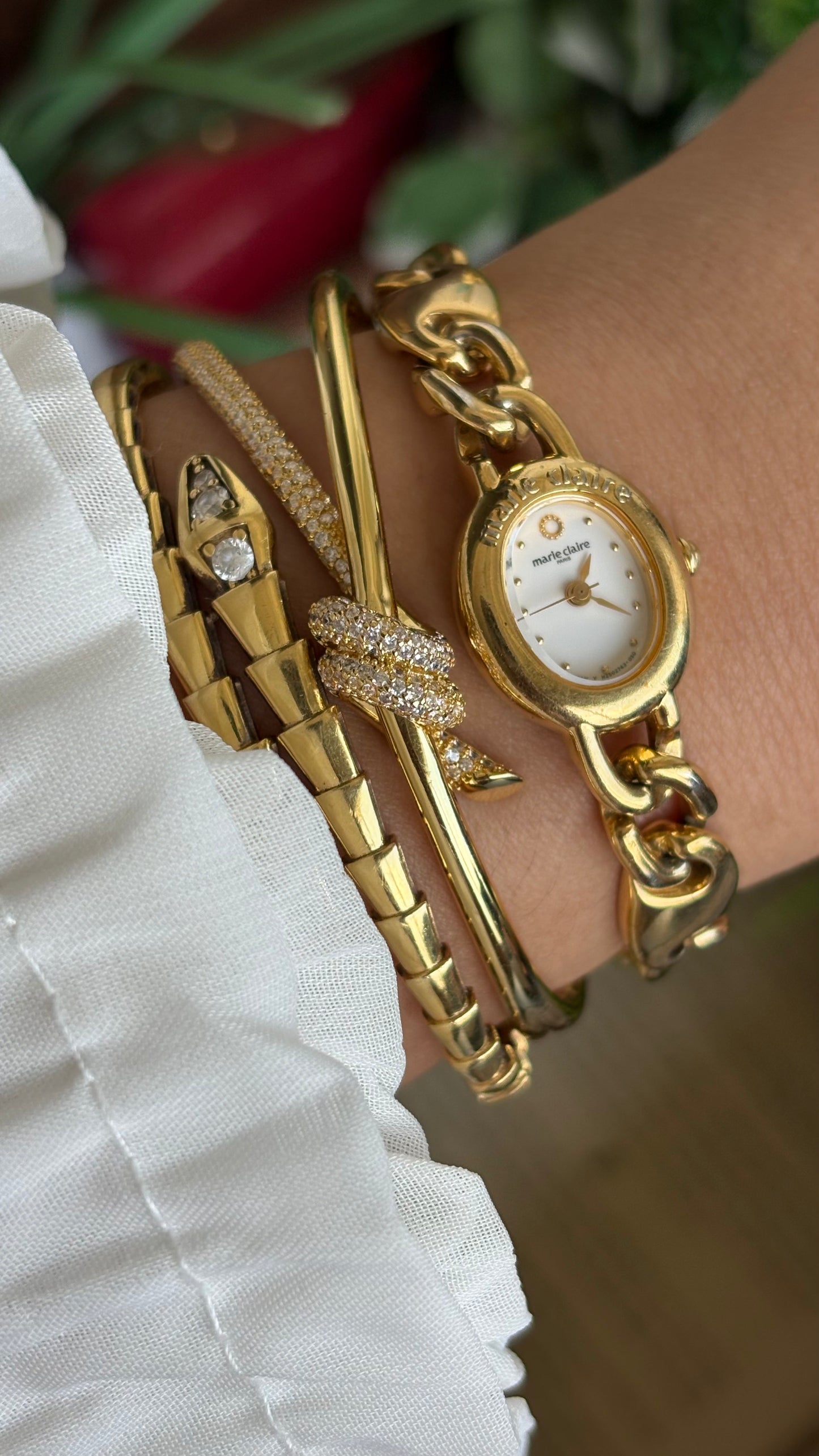 Vintage Marie Claire Paris Watch in Gold Tone Oval Dial