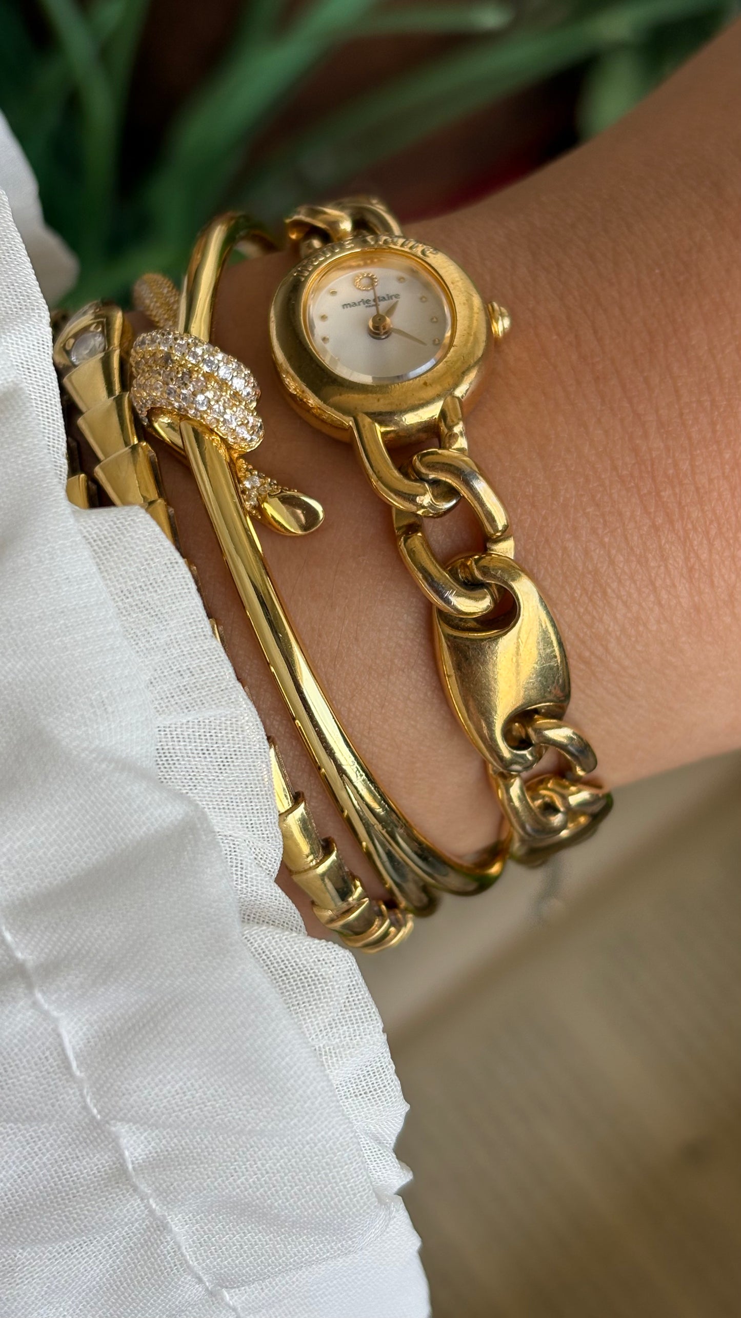 Vintage Marie Claire Paris Watch in Gold Tone Oval Dial