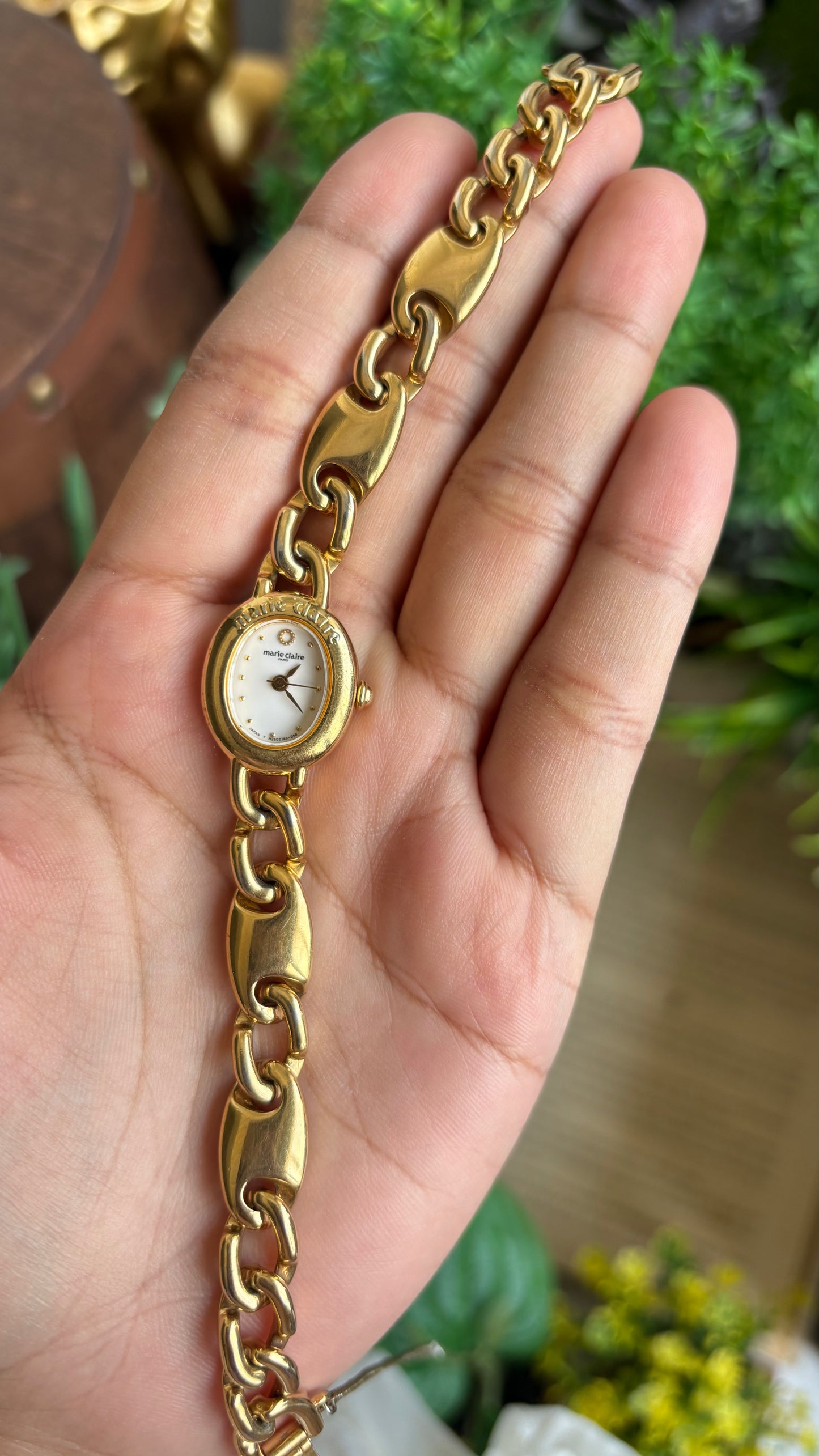Vintage Marie Claire Paris Watch in Gold Tone Oval Dial