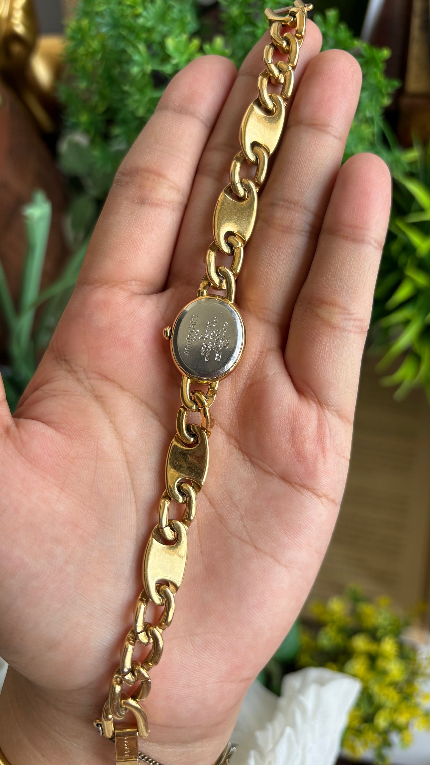 Vintage Marie Claire Paris Watch in Gold Tone Oval Dial