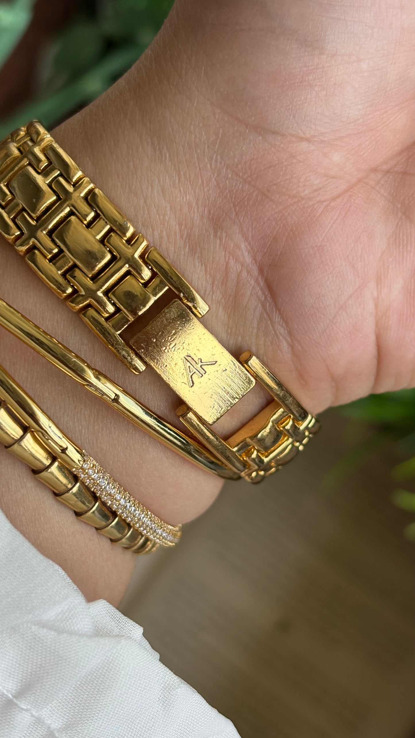 Vintage Anne Klein Bejeweled Watch in Gold Tone
