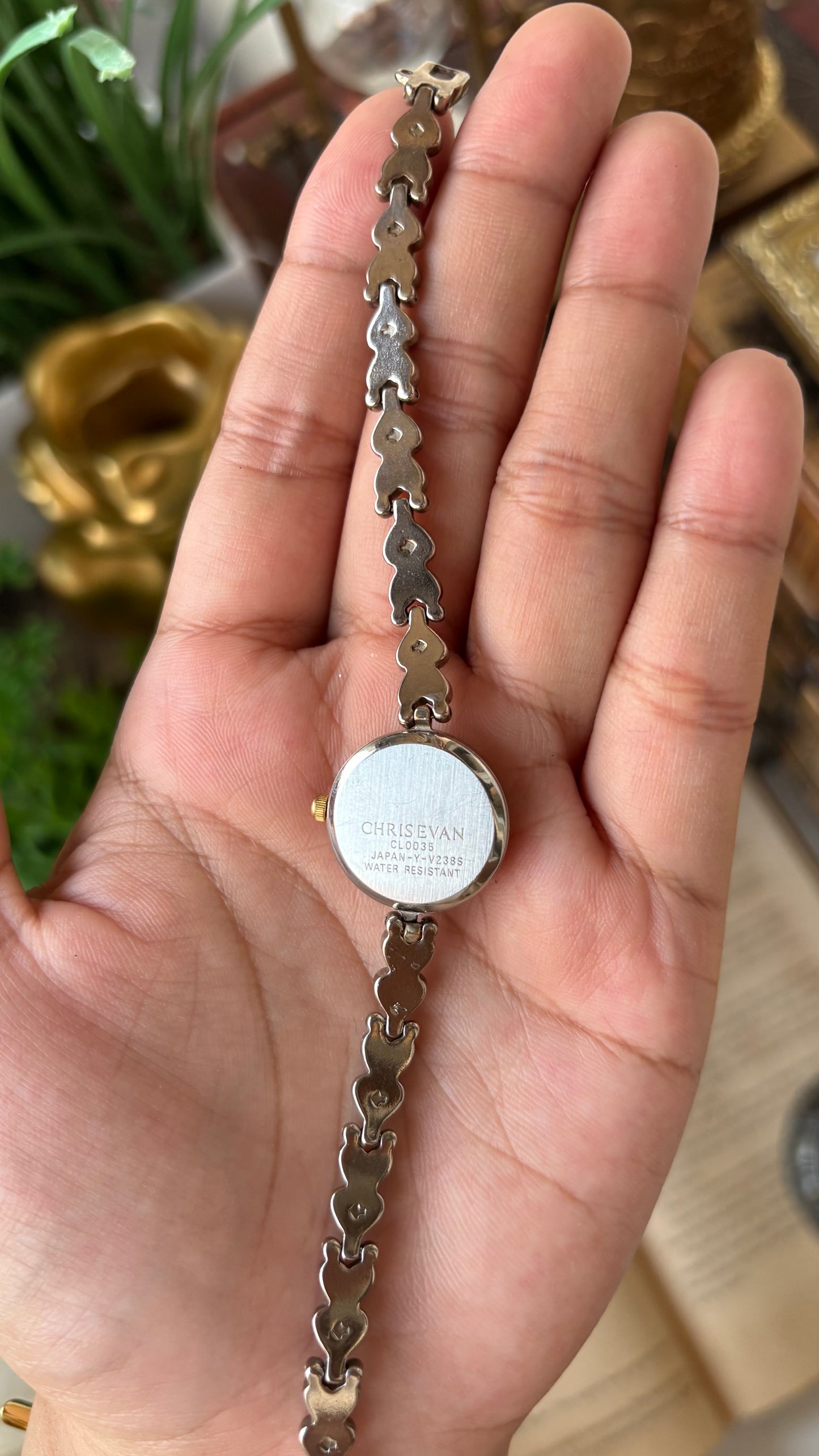 Vintage Dainty Chris Evans Heart Strap Watch in Two-Tone Gold Dial Japan Quartz