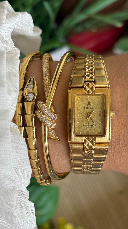 Vintage Klaeuse Watch in Gold Tone with Natural Diamonds