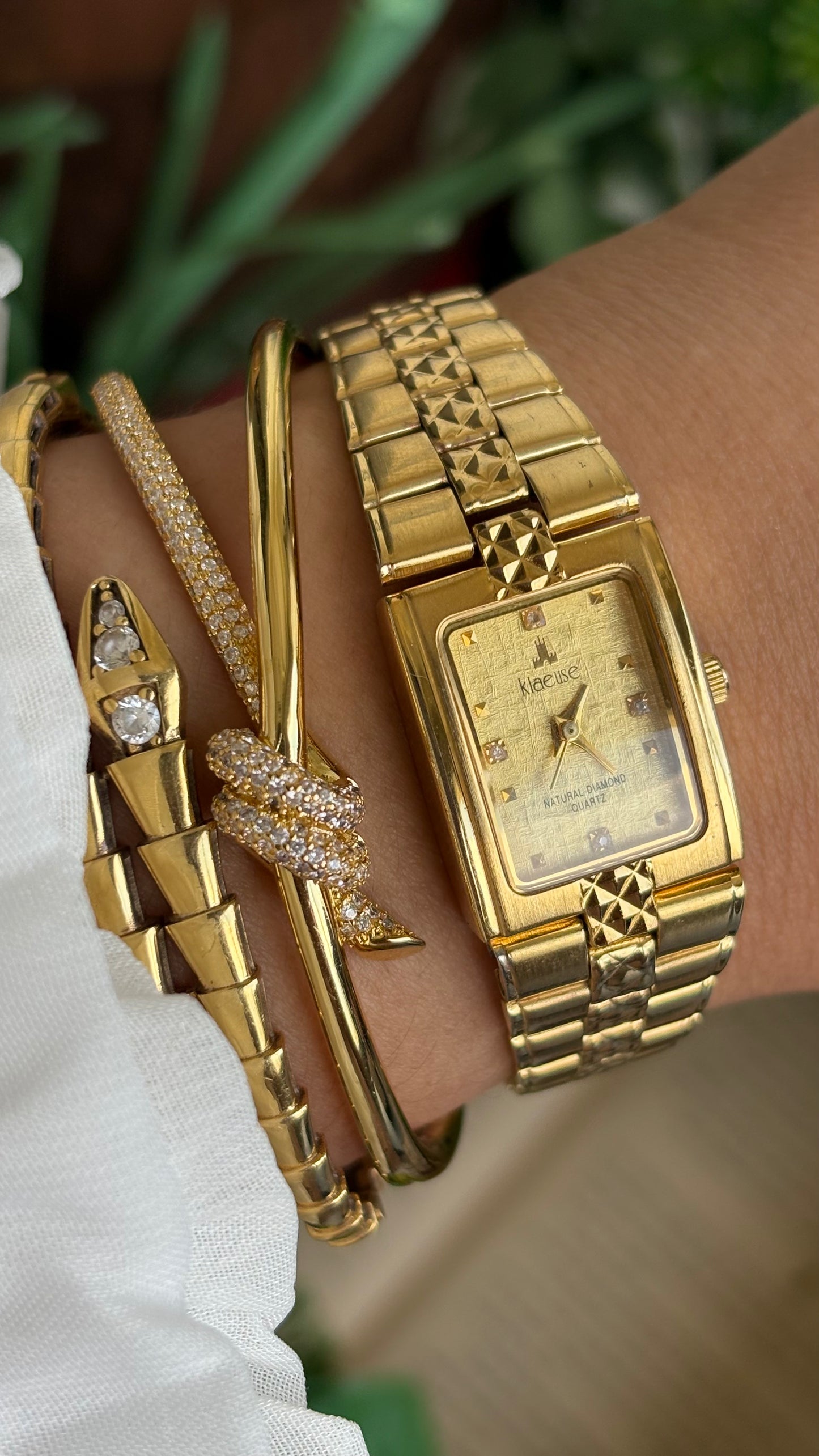 Vintage Klaeuse Watch in Gold Tone with Natural Diamonds