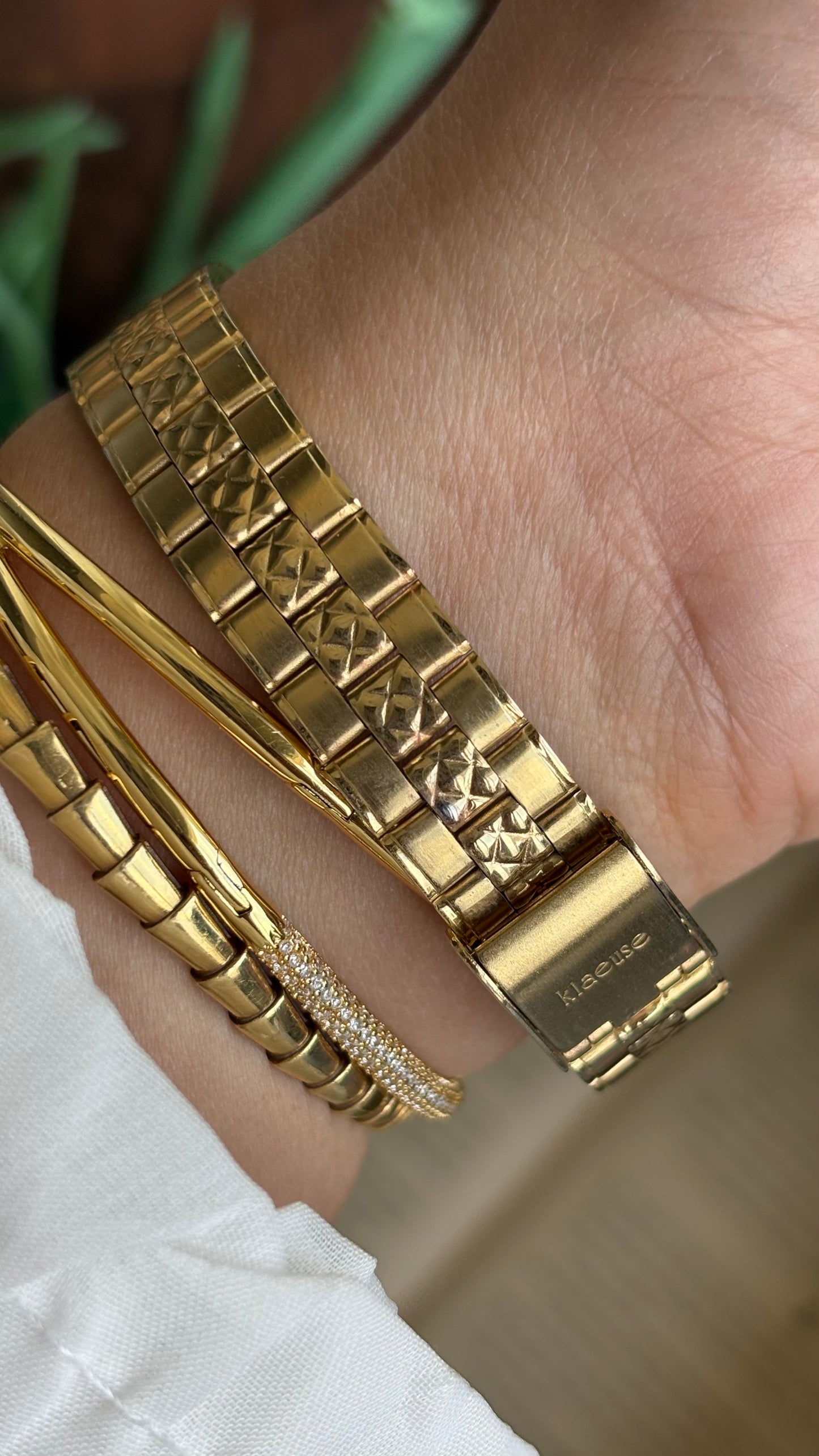 Vintage Klaeuse Watch in Gold Tone with Natural Diamonds