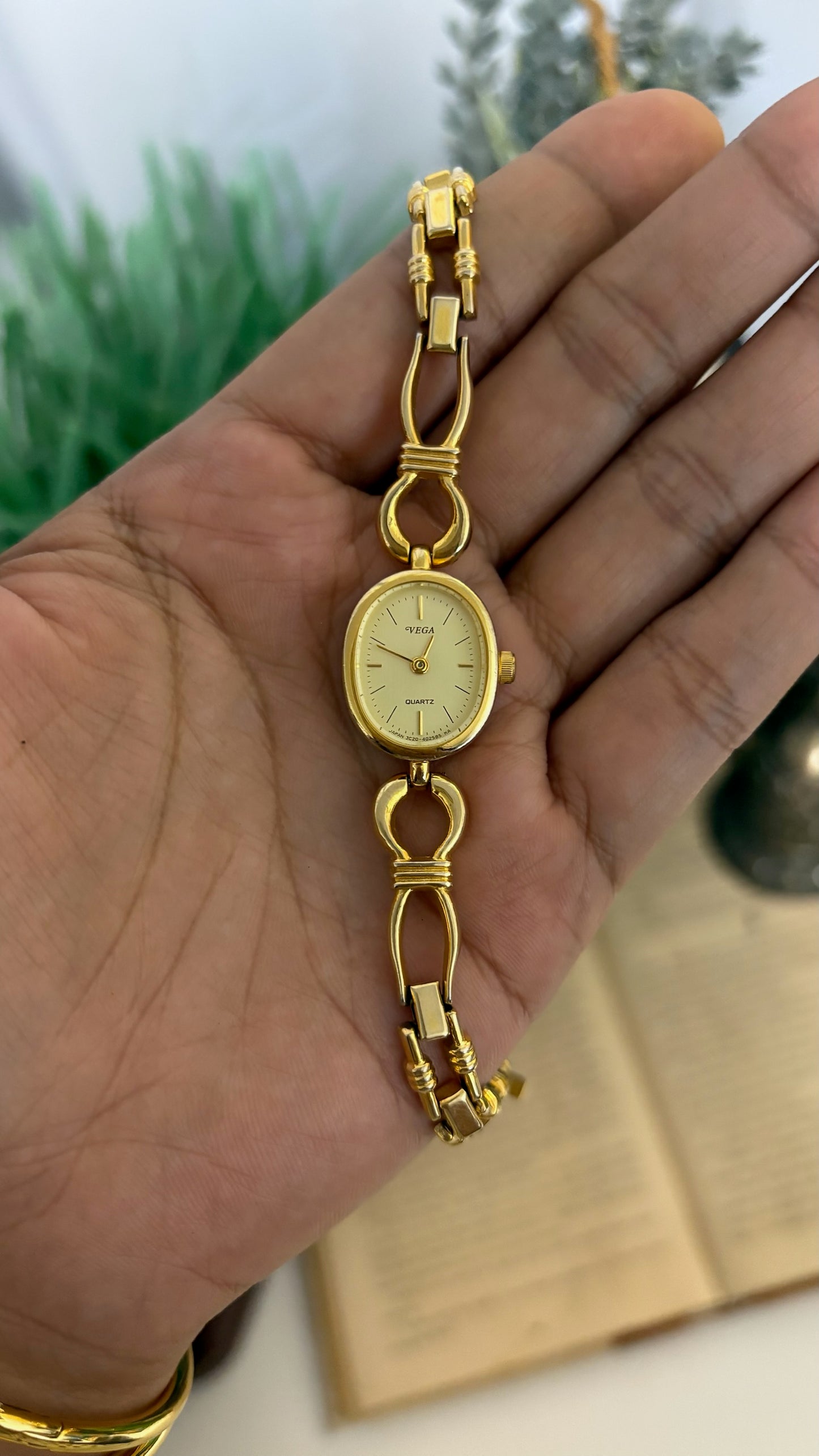Vintage Citizen Vega Oval Watch with Open Link Bracelet