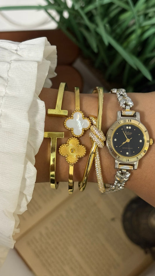 Vintage Volcas Two-Tone Watch with Leaf-Link Bracelet