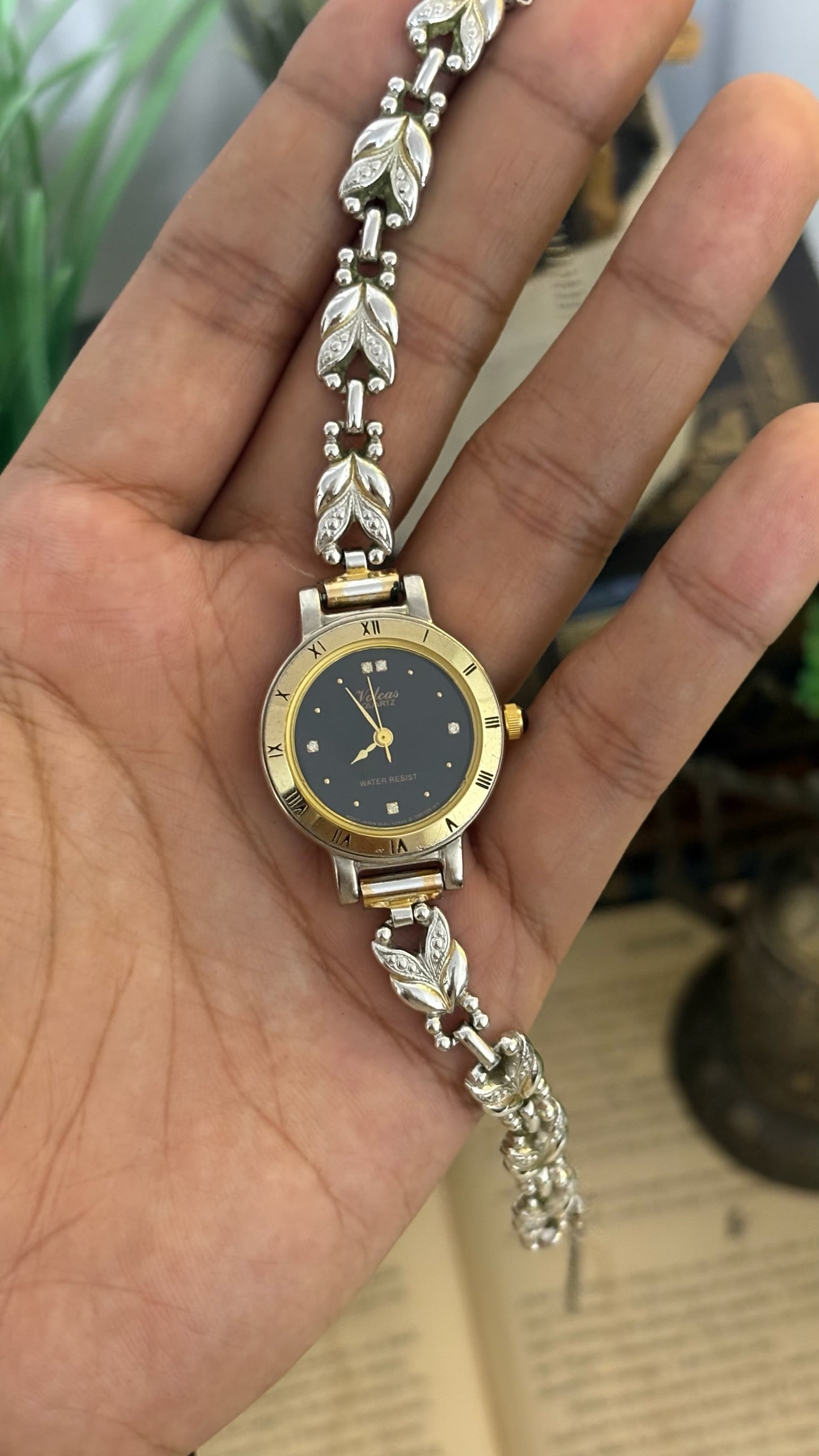 Vintage Volcas Two-Tone Watch with Leaf-Link Bracelet